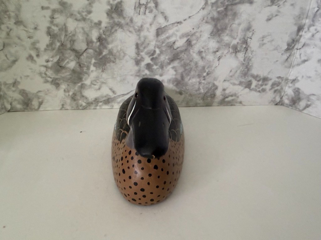 Vintage Hand Carved Wood Mallard Duck Decoy Hand Painted Folk Art Solid Body