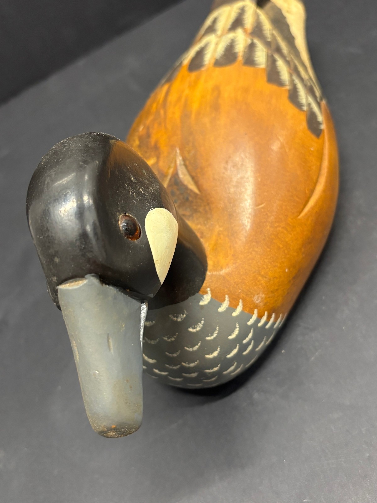 Vintage Handcarved Glass Eye 13″ Wooden Duck Decoy Canadian Goose Painted