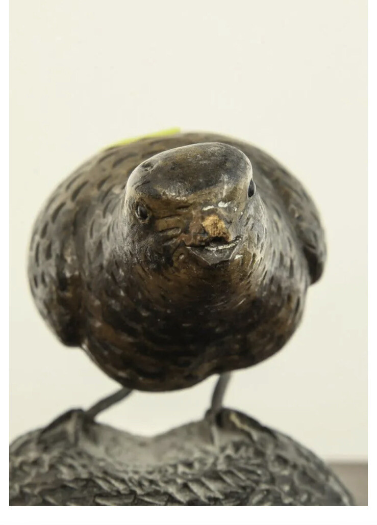 ANTIQUE BIRD DECOY -HAND CARVED- 19th Century WOOD BASE Shore or Song Folk Art