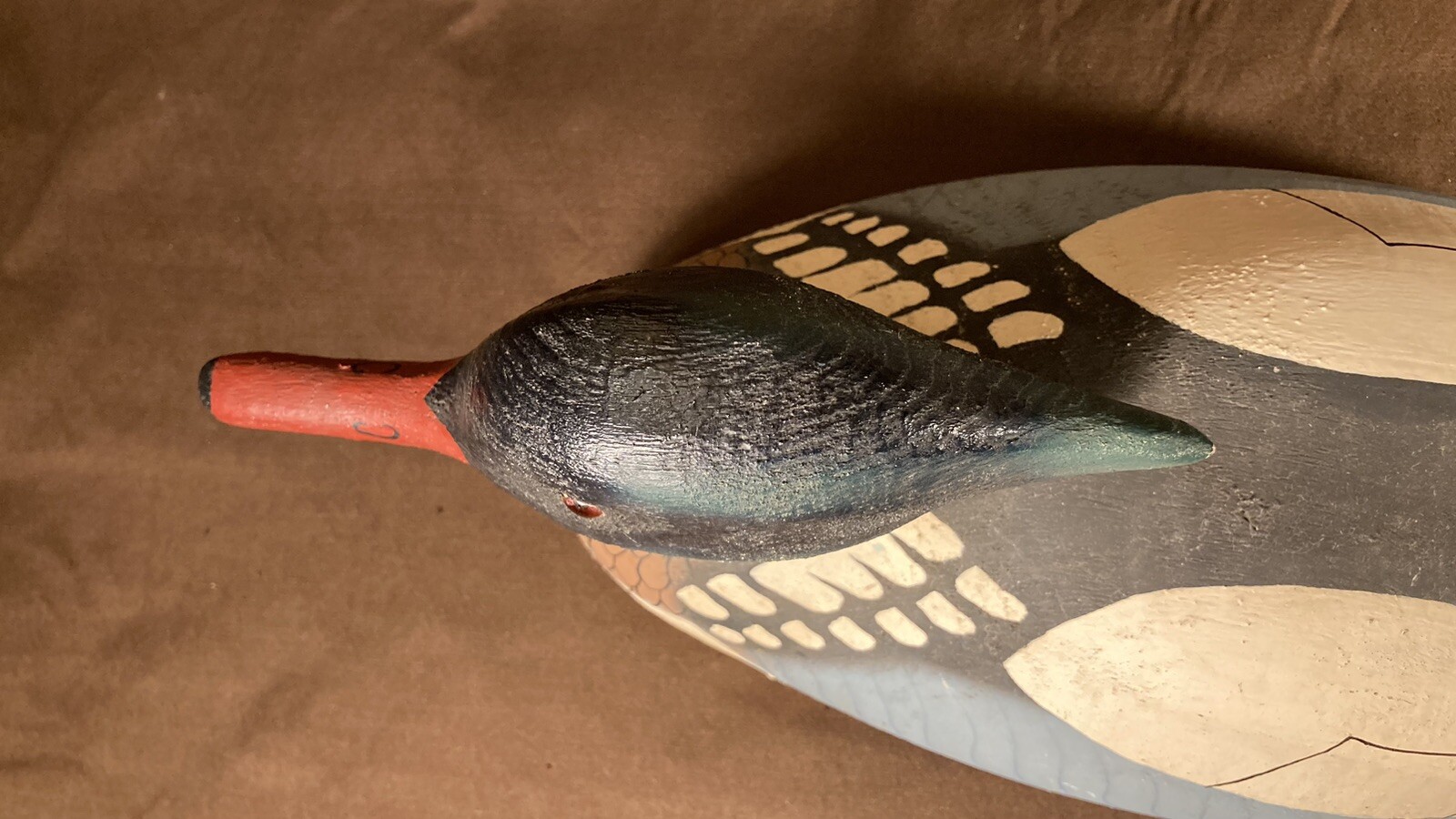 Vintage Antique Wood Merganser Factory Duck Decoy Herter’s 1893 Glass Eyes Exel.