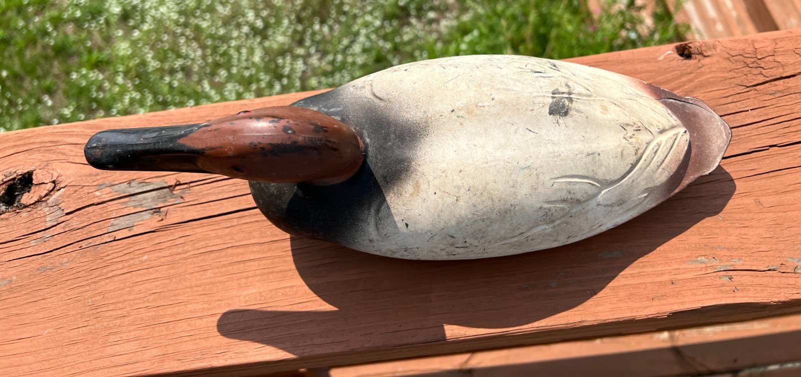 Vintage Decoy Canvasback Drake 14″ Duck Distressed Feather-Lite K. C. Kansas USA