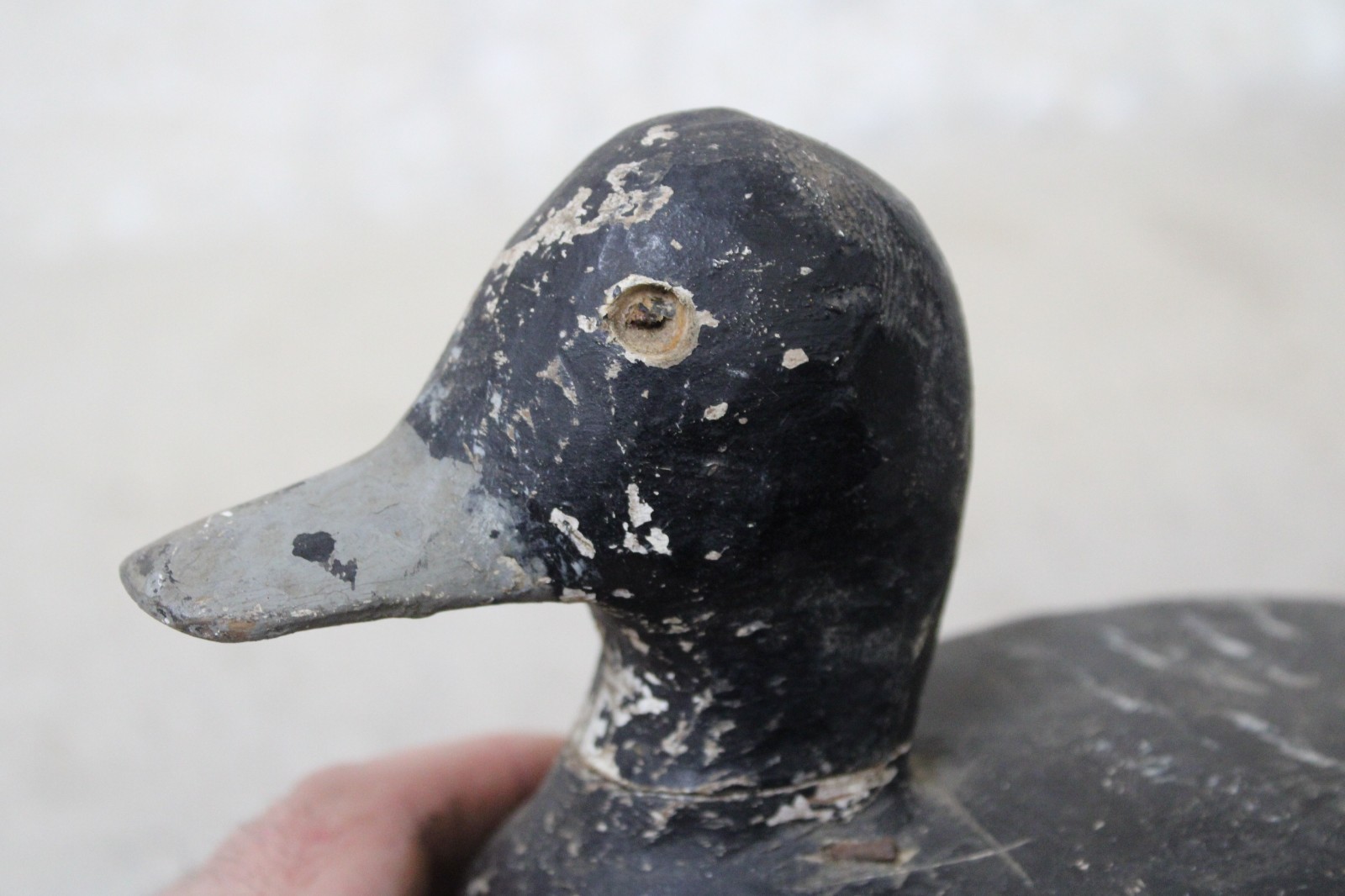 Vintage Wooden Duck Decoy Antique Solid Body Wood Removable Head NS