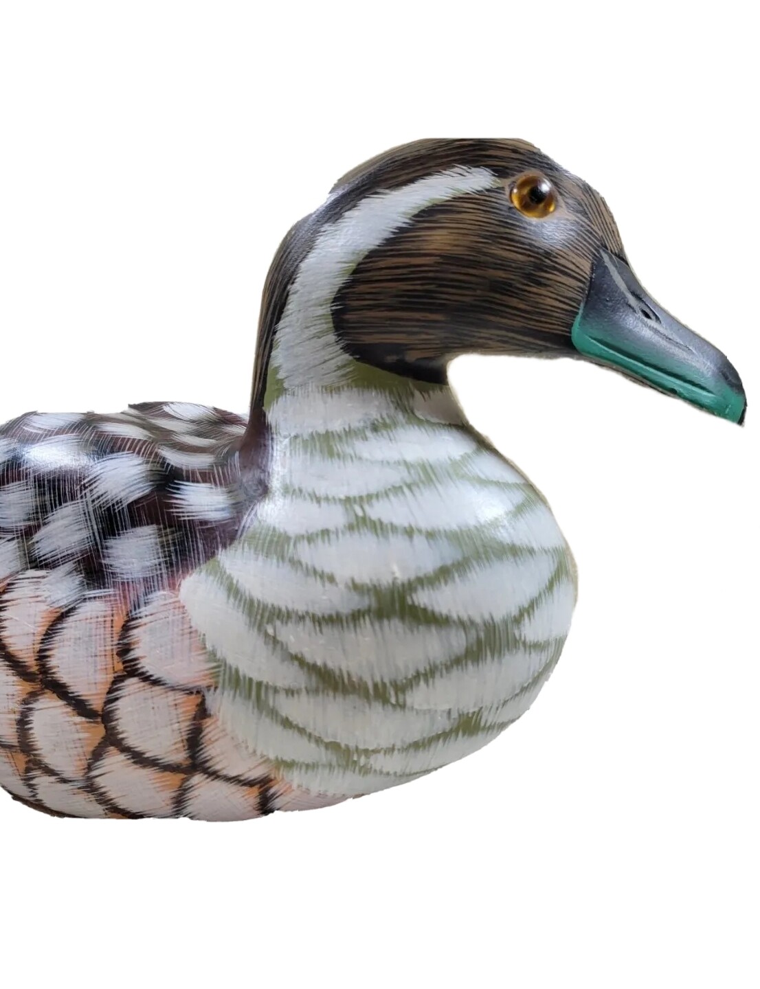 VTG. Duck Decoy Figure w/Glass Eyes, BEAUTIFULLY Handcarved & Painted, Preowned