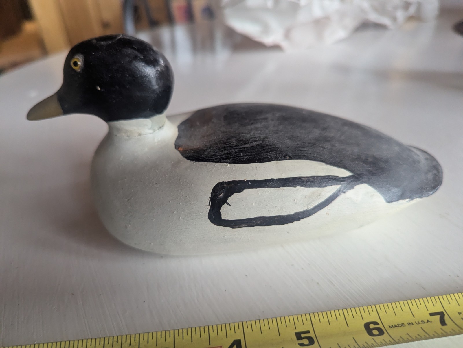 8″ Hand Carved Folk Artisan Wooden Duck Decoy Painted Goldeneye Drake