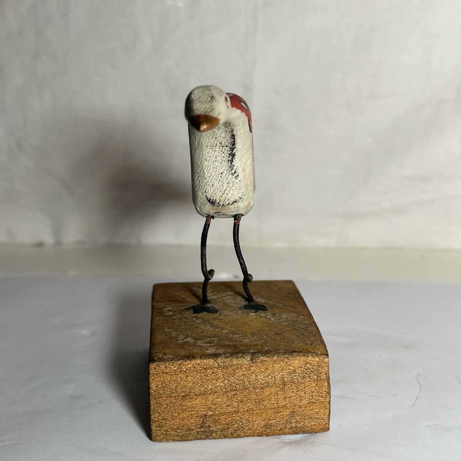 Signed bird duck decoy vintage wood hand carved & painted on stand Display 1985