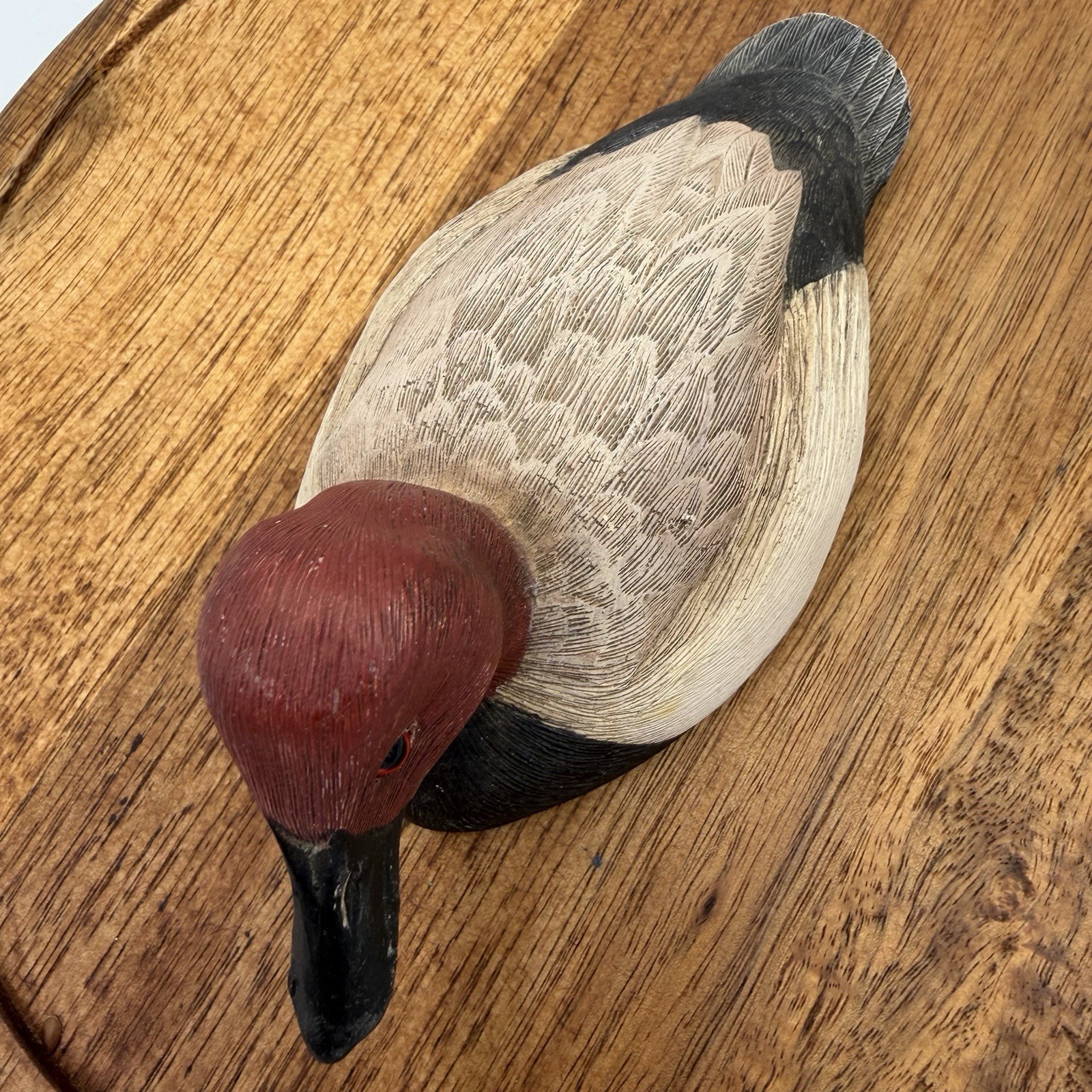 Hand Carved Wood Canvasback Duck Decoy MD 1989 Signed J.R. Williams Glass Eyes