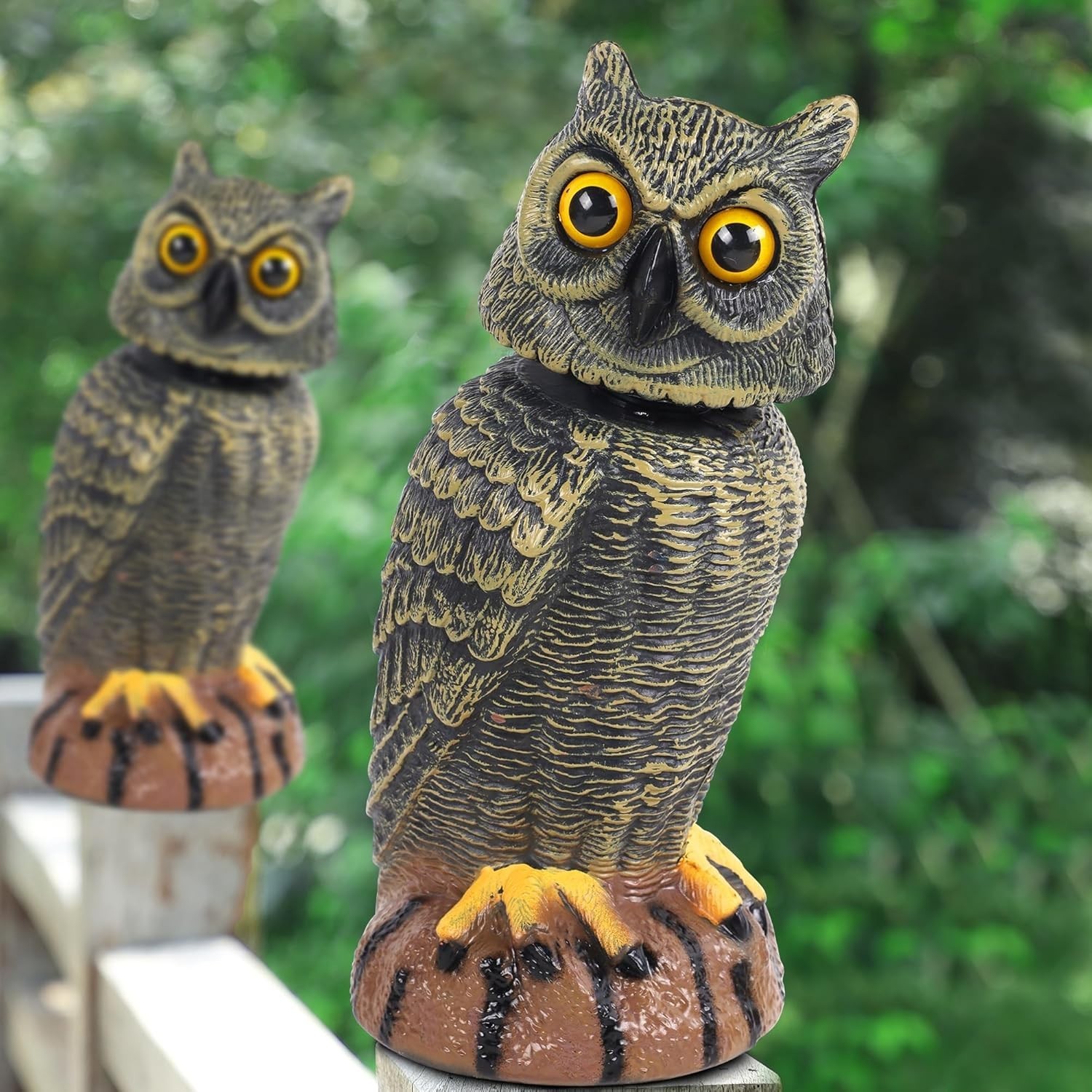 Elegant Golden Owl Decoy – 10.6 Inch Garden Protector Against Pests (2 Pack)