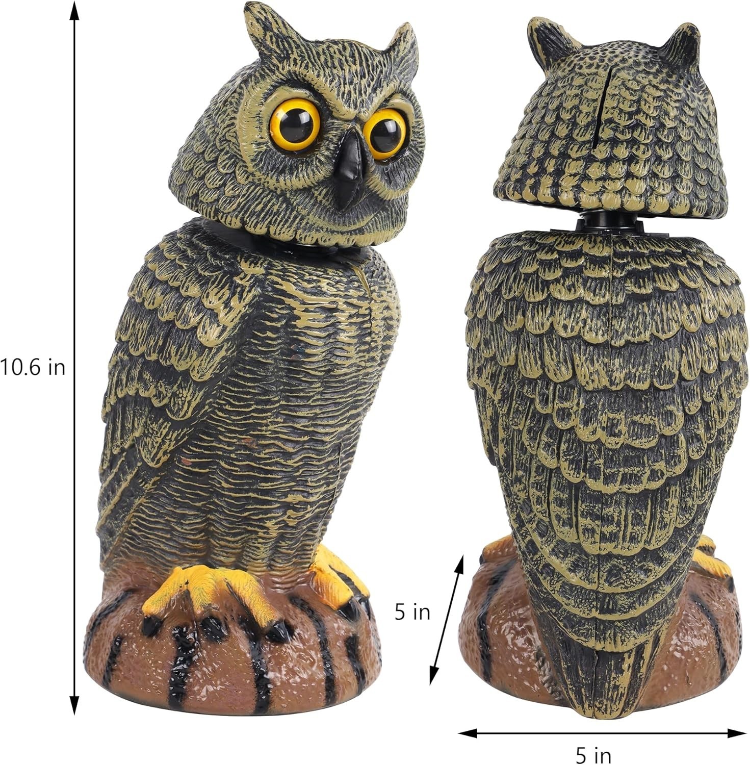Elegant Golden Owl Decoy – 10.6 Inch Garden Protector Against Pests (2 Pack)