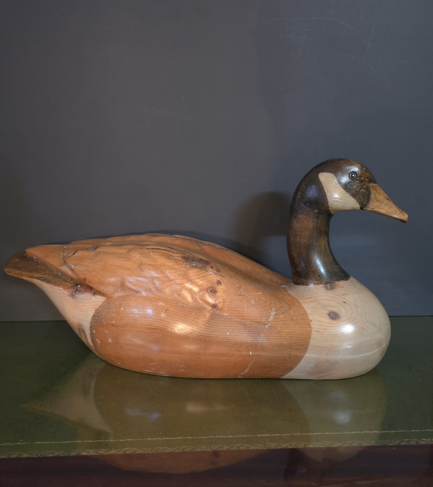 Large Vintage 1979 Solid Wood Decoy Canada Goose Made by R.D. Lewis Signed