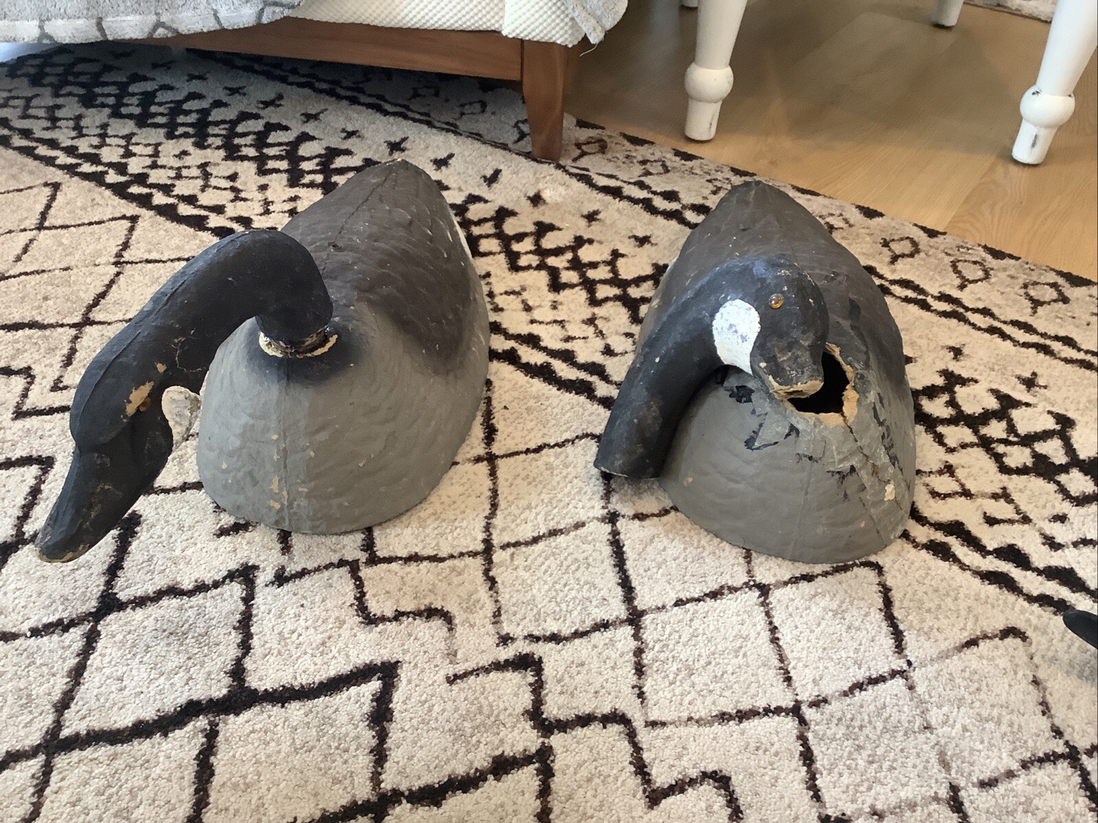 antique canadian goose paper mold goose decoys lot Of Two. 1960s