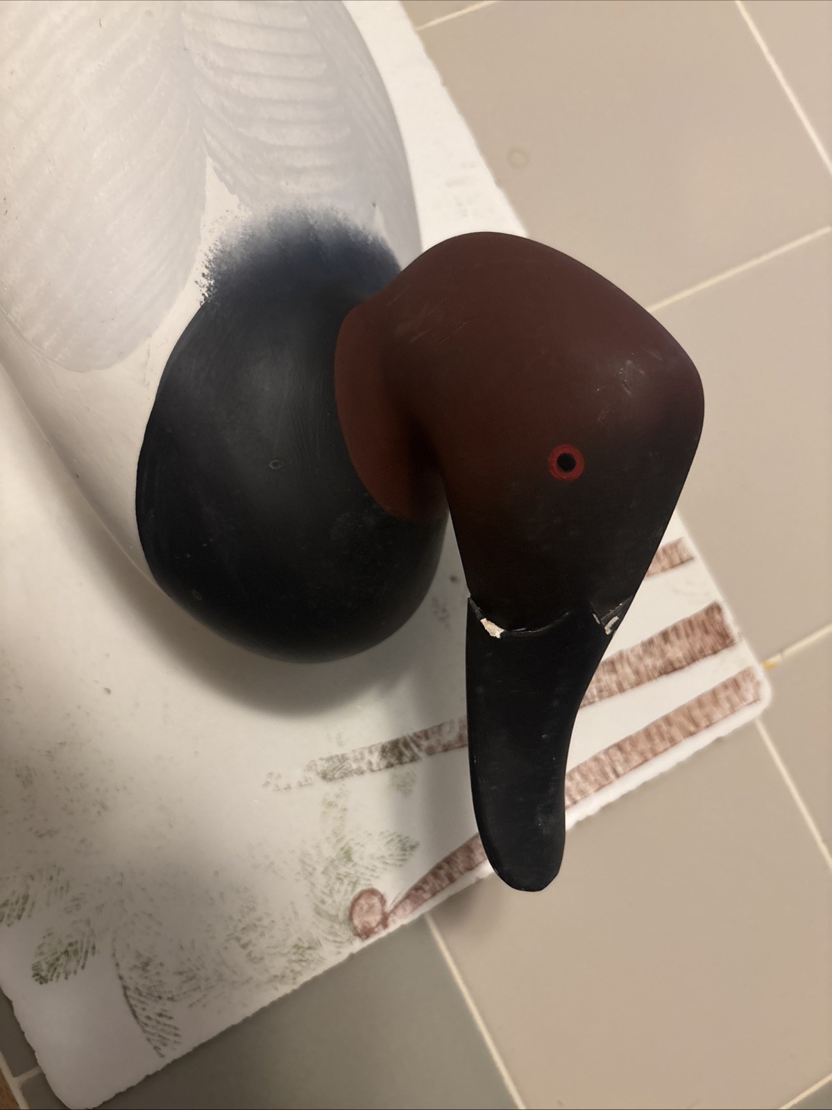 Canvasback Drake decoy by Patrick Vincenti, 1989 solid wood.