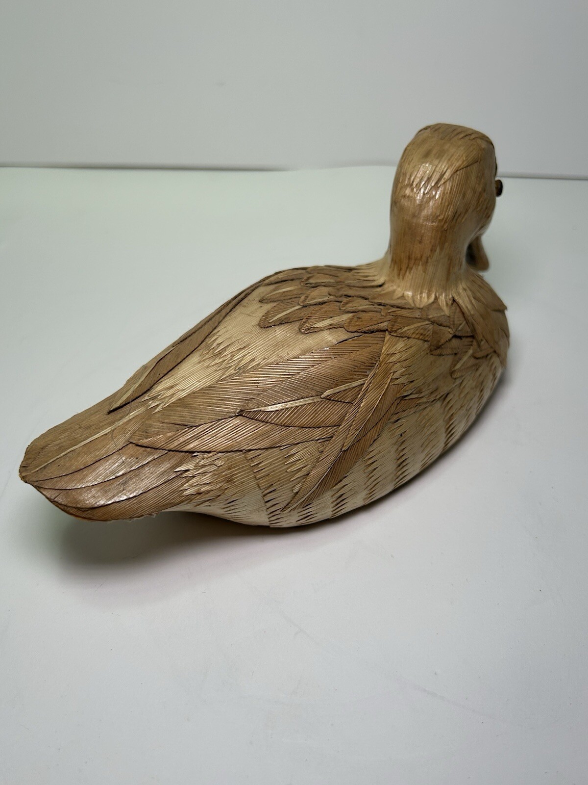 Vintage Hand Made Detailed Hay/straw Type Duck Decoy Sculpture Rare Decor
