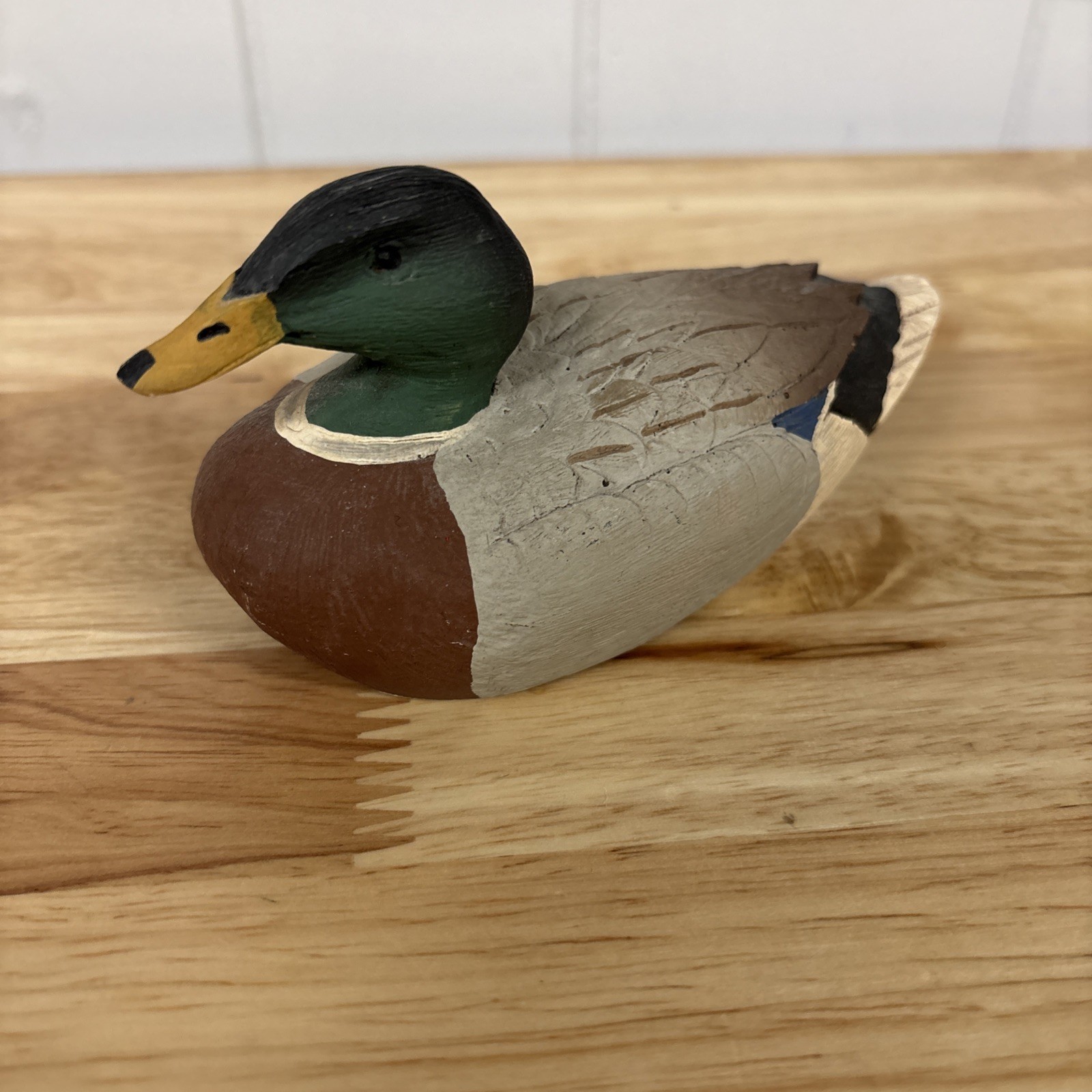 Vintage 1990 Polychromatic Wood Mallard Drake Duck Signed 5.5”