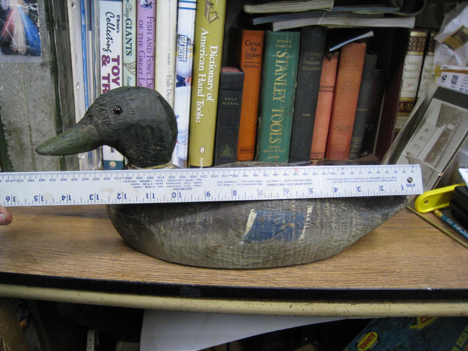 Original 1950s Wooden Mallard DRAKE Duck Decoy WOOD VICTOR GLASS EYES WORKING