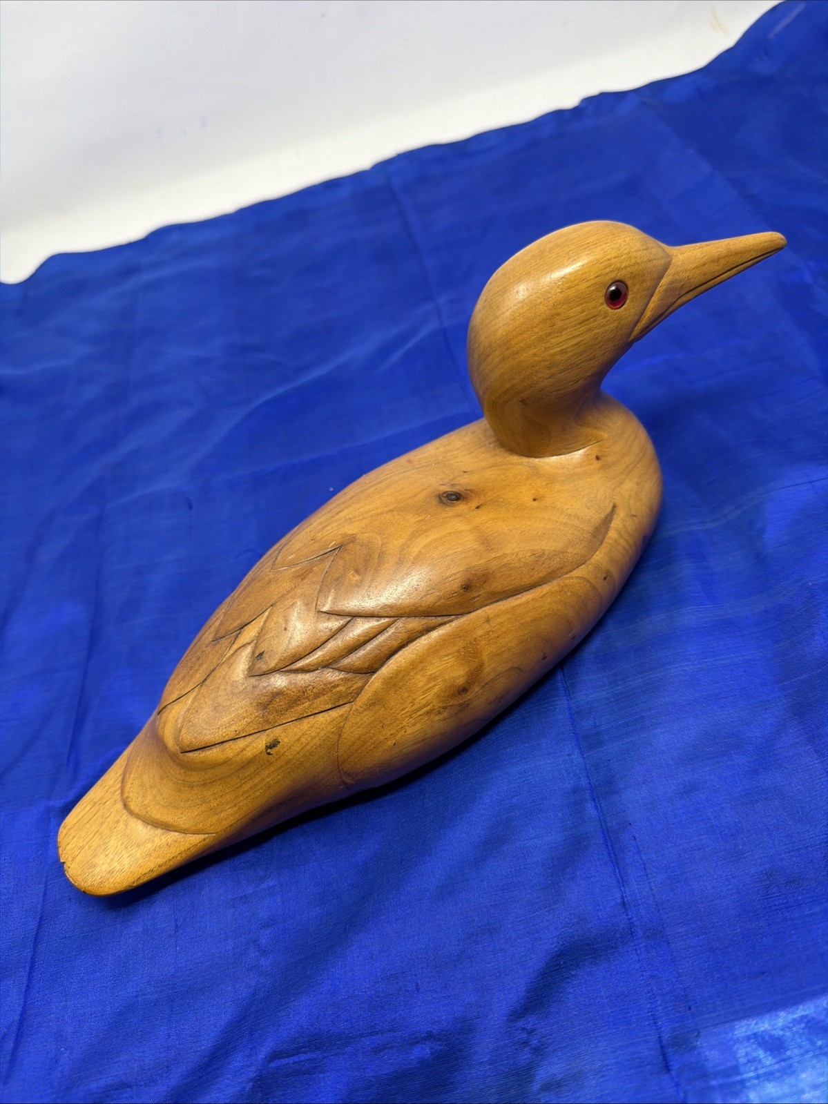 Loon Duck Decoy Hand Carved Inez Esse 1984 Wooden Bird Factory – Unpainted Blank