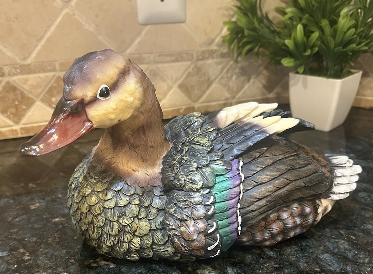 Vintage Resin Mallard Duck Decoy Figurine Decor Accent