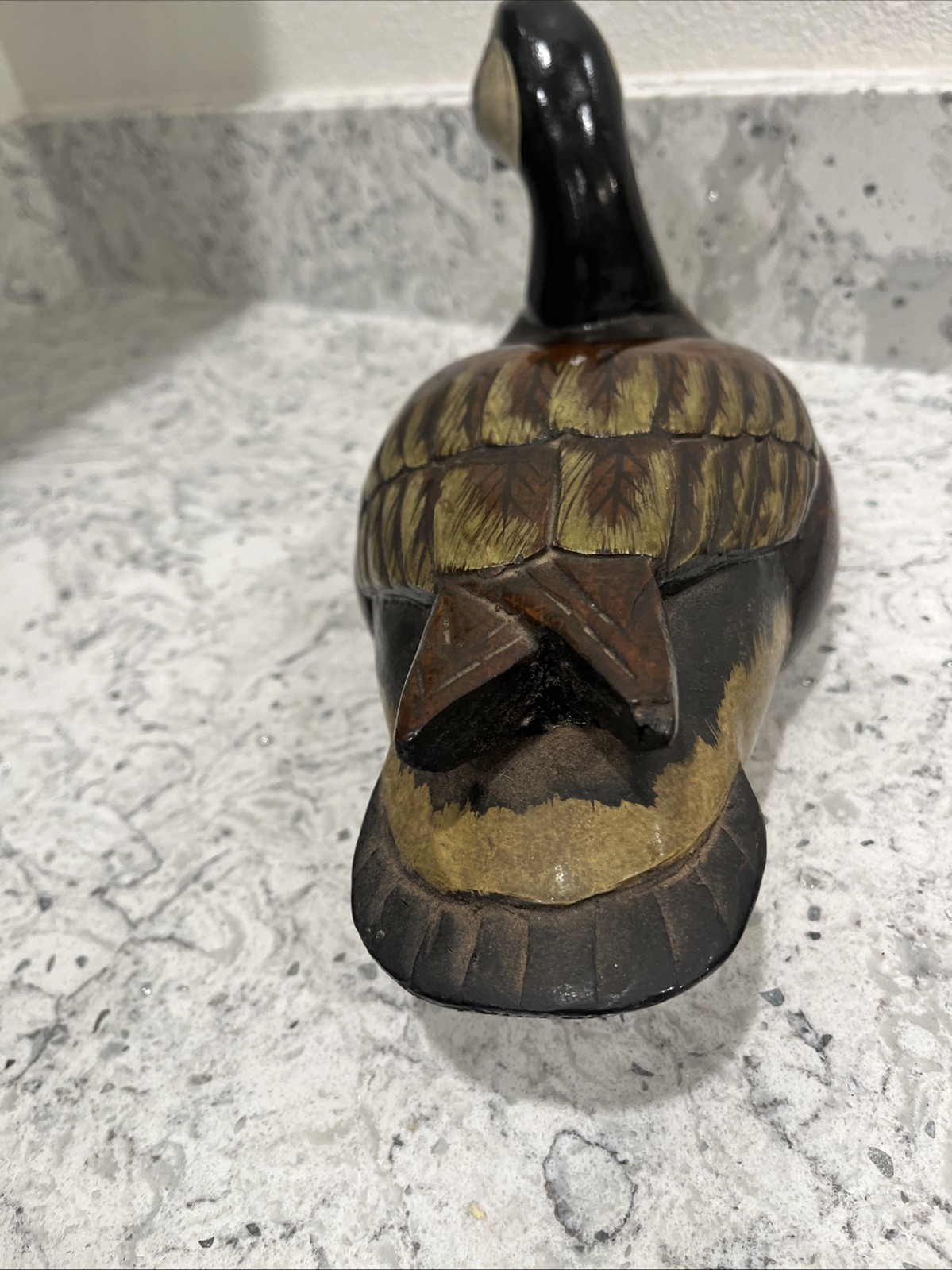 Vintage Handpainted Carved Wooden Canadian Goose Decoy Geese