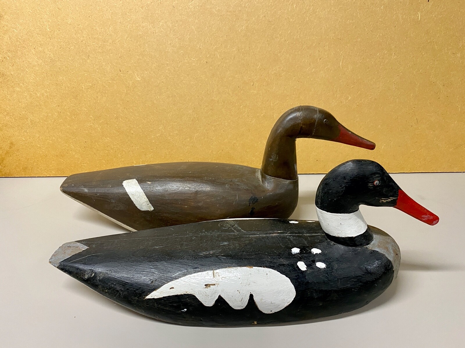 Excellent Pair of Red Breasted Merganser Duck Decoys,Canadian likely Nova Scotia