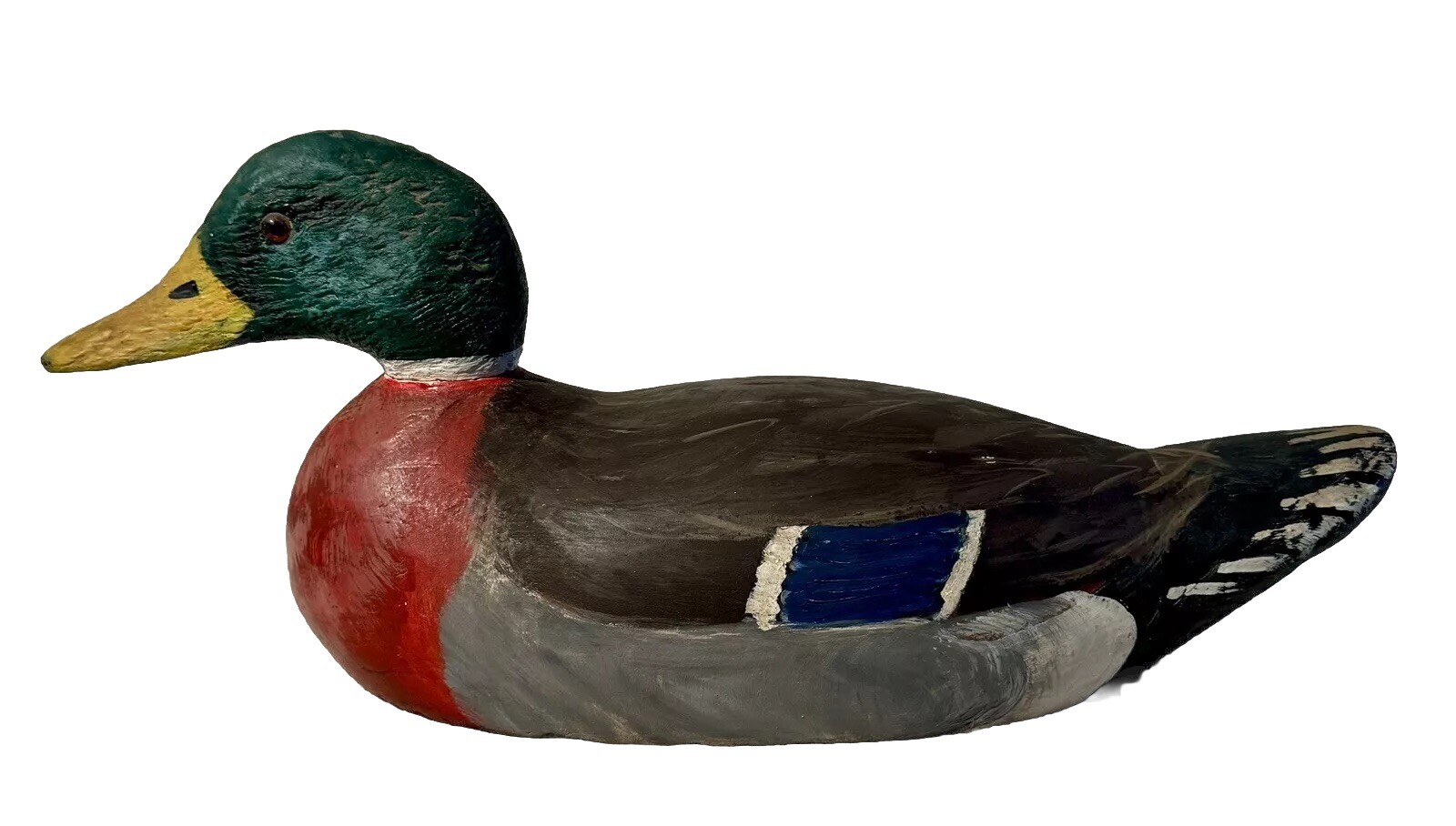 Vintage Hand Carved & Hand Painted Solid Wood Mallard Duck Decoy Decor/life size