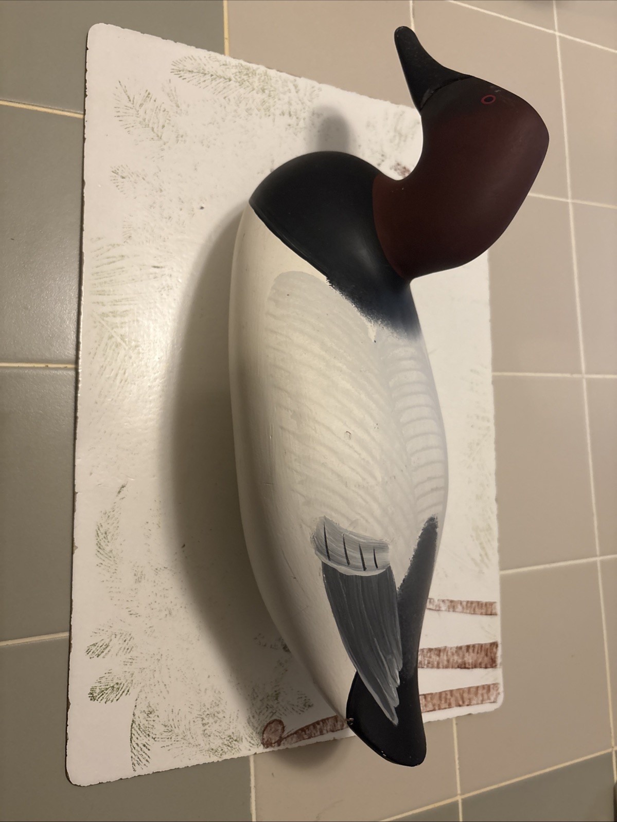 Canvasback Drake decoy by Patrick Vincenti, 1989 solid wood.