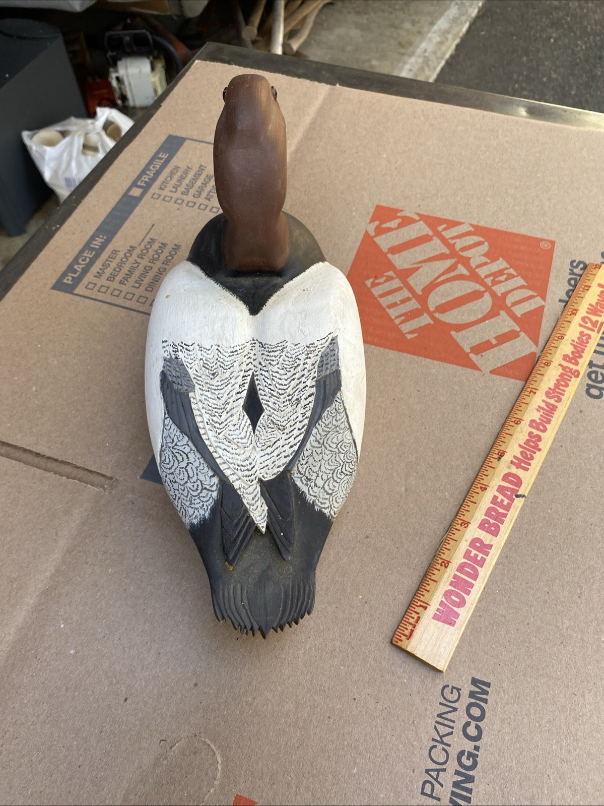 D. E. Nelsen Canvasback Drake Carved Duck Decoy 1975 Signed Glass Eyes