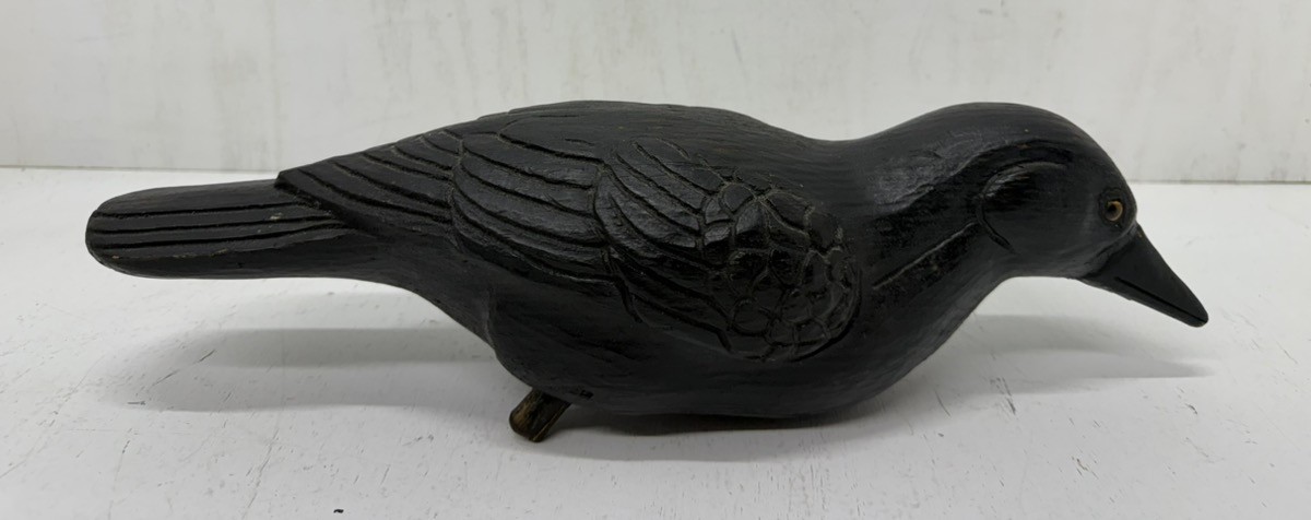 Antique 1930s-1940s Herters Solid Balsa Wood Crow Decoy/Decoration (READ)