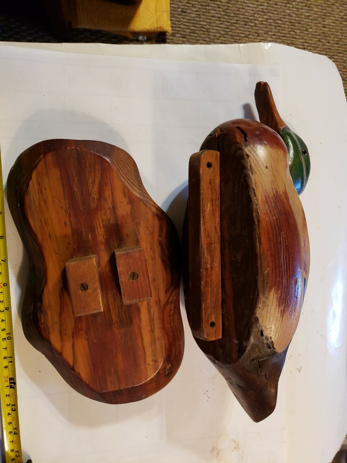 Vintage Hand Carved Wood Duck Decoy on Stand Signed R.D. Lewis 1978 #577 / 700