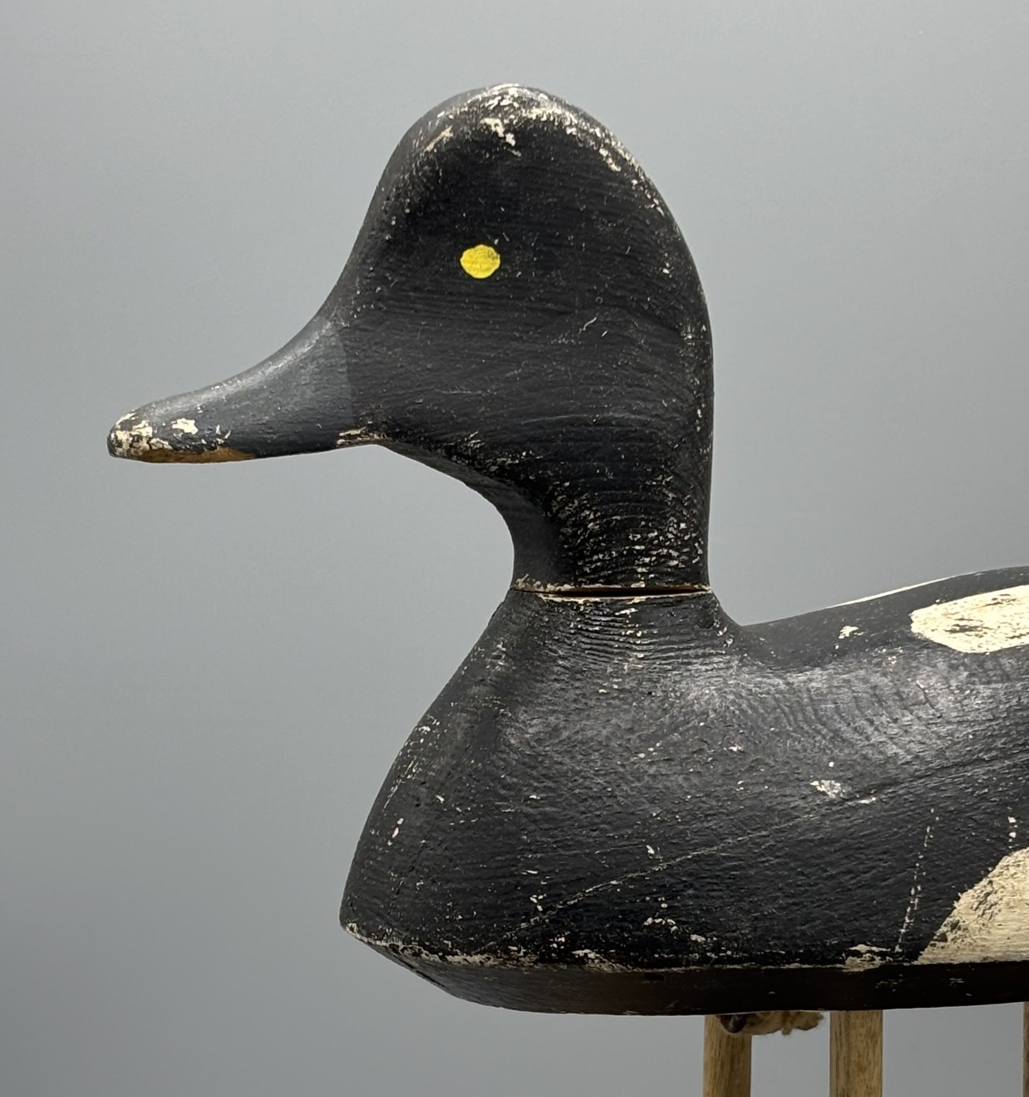 *ORIGINAL PAINT*GANANOQUE, ONT BLUEBILL DRAKE ANTIQUE DUCK DECOY *BILL HUNT (?)*