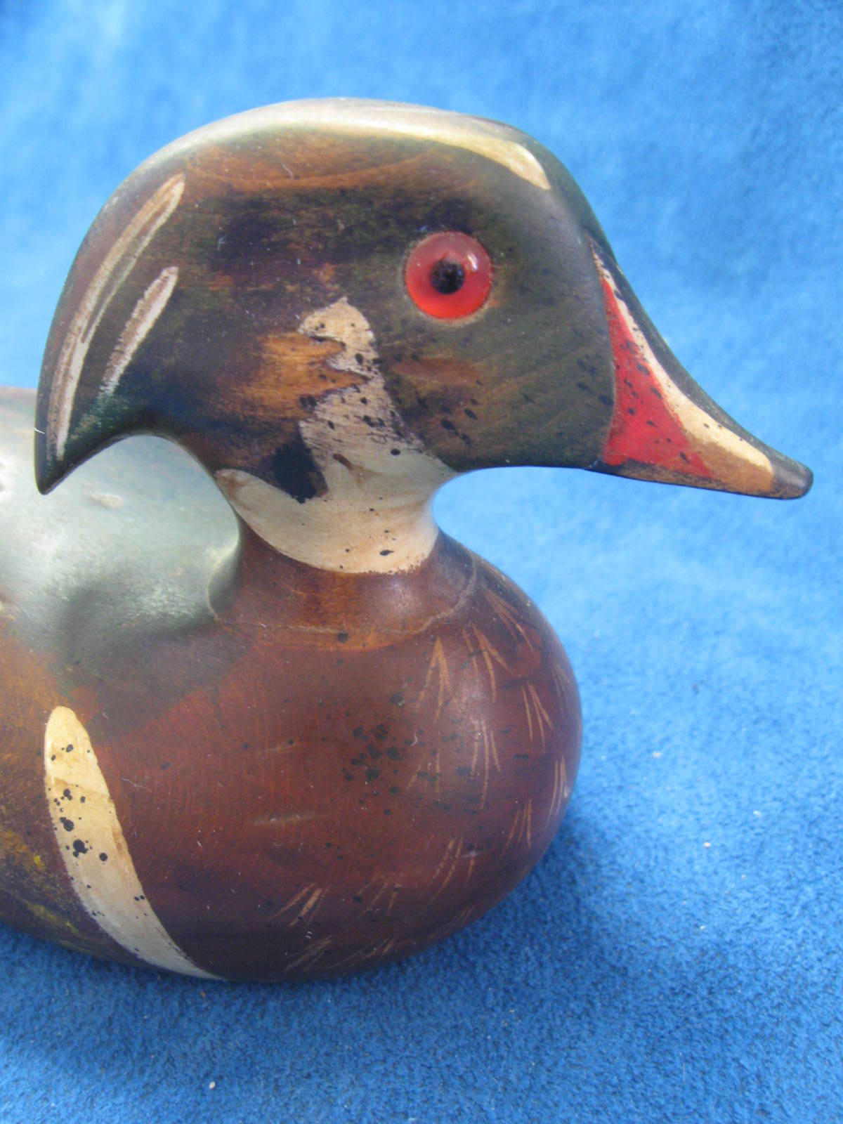 Vtg 7″ Miniature DUCK DECOY “A Wooden Bird Factory”..Glass Eyes…Signed…NICE!