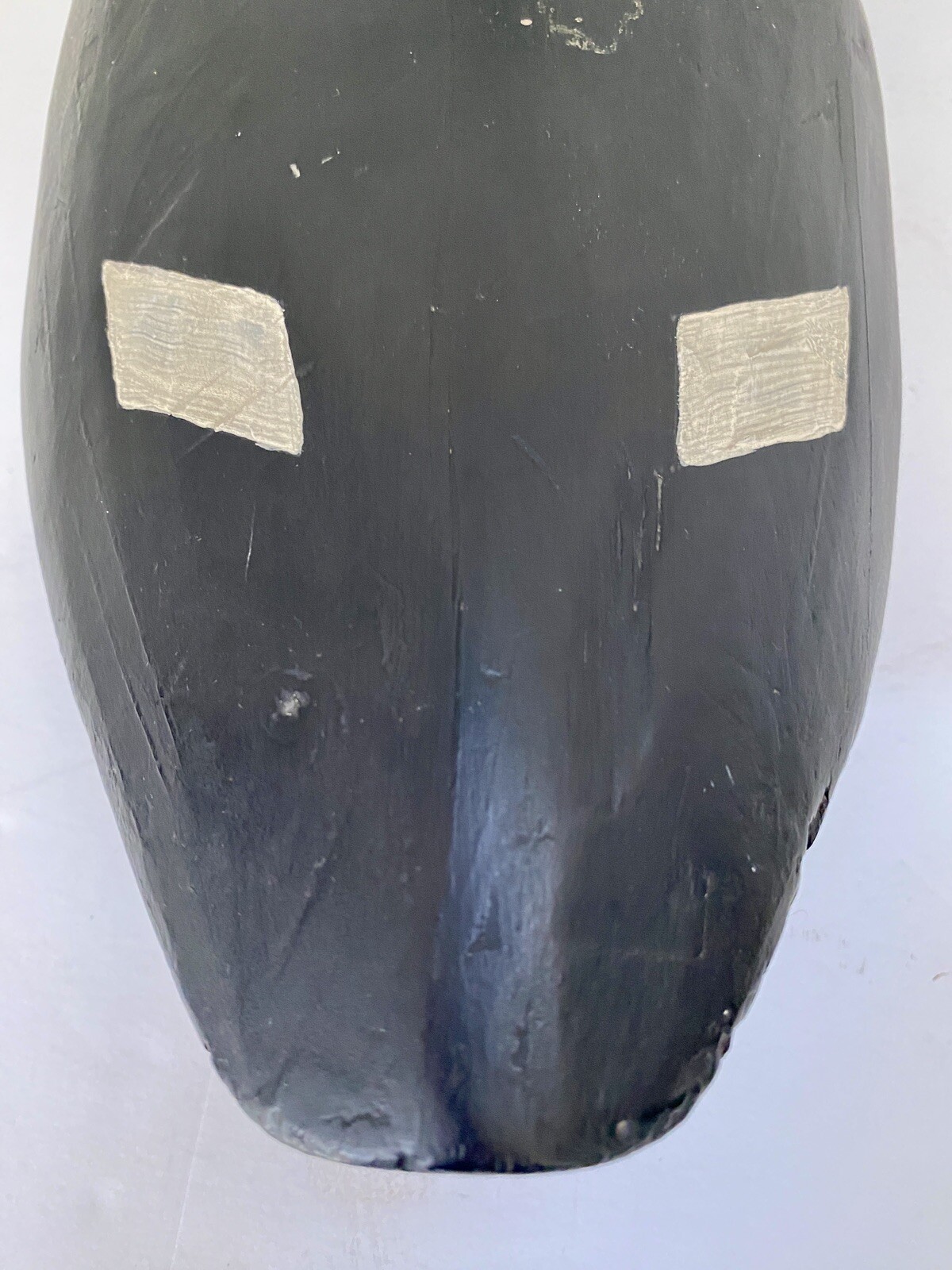 Carved Scoter Duck Decoy, Turned Back Head Position, Solid Body, Painted Eyes