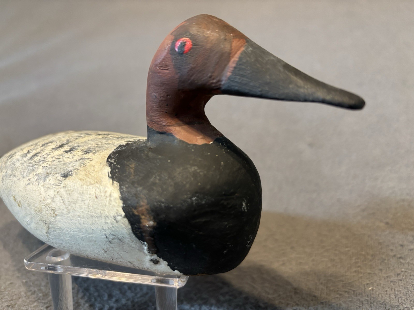 Vintage Phil Kemp Wooden Miniature Carved Kent Island Decoy Canvasback Ca. 1960s