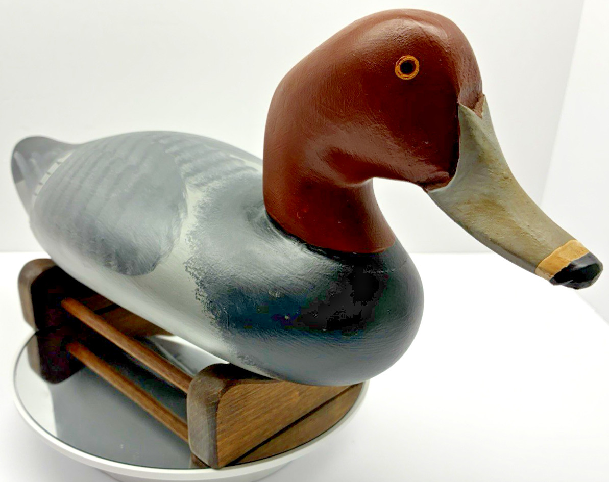 Captain Harry Jobes Signed Redhead Drake Wooden Duck Decoy Vintage HDG Maryland
