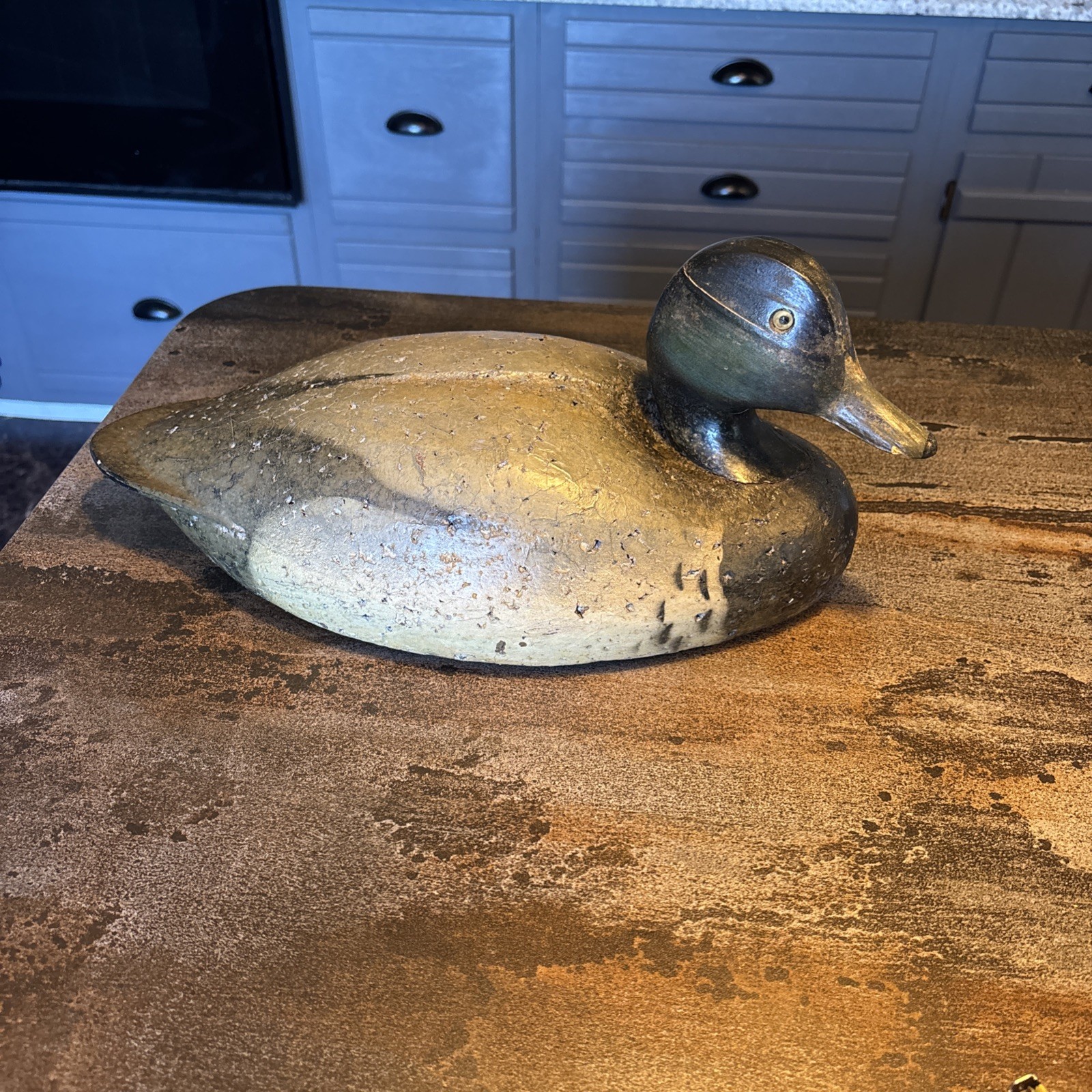 Vintage Original LL Bean Cork Body Duck Decoy Glass Eyes 16” long