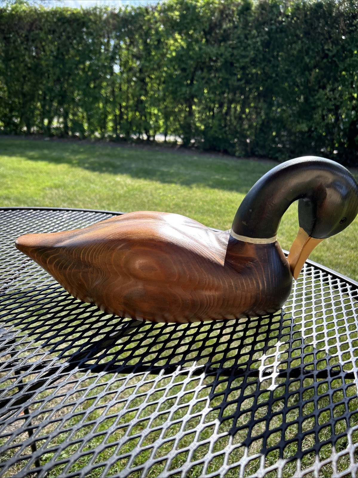 Excellent Condition Vintage Hand Crafted Wood Wooden Duck Decoy Folk Art Signed