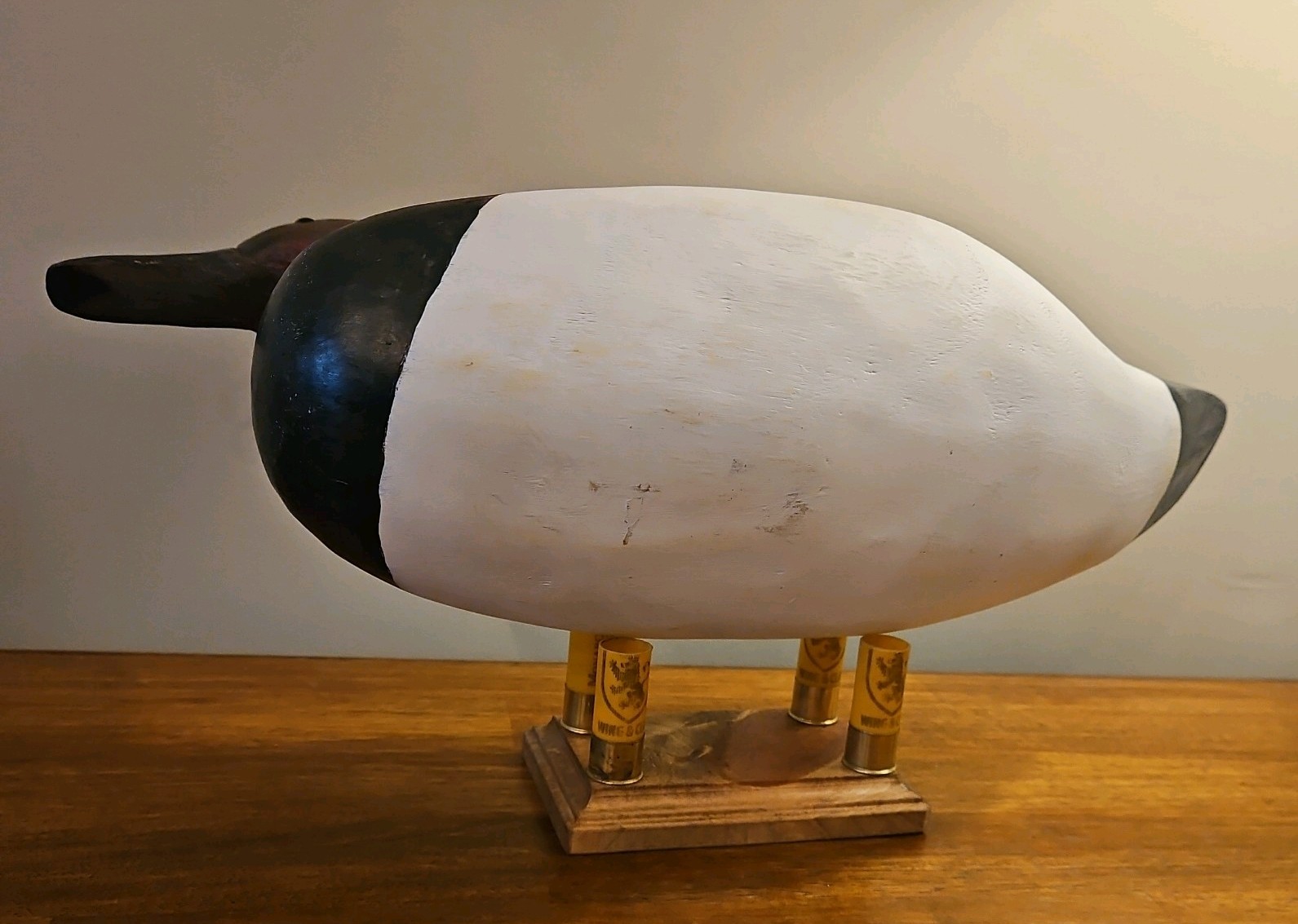 CANVASBACK DUCK DECOY DRAKE, High Neck Solid Wood Glass Eyes. Stand not included