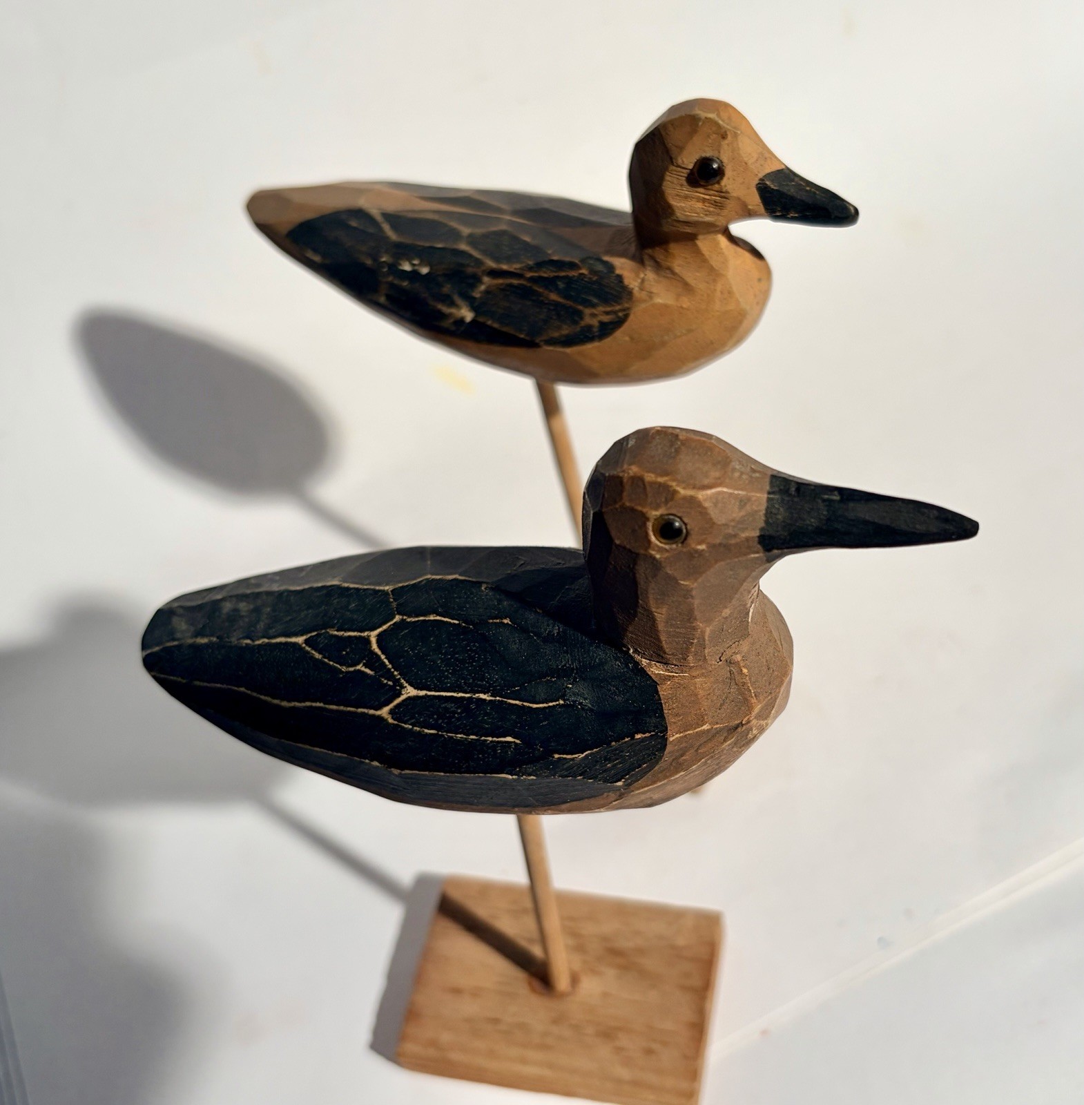 Vintage Hand Carved Wooden Shorebird Bird Decoy Nautical Folk Art Set