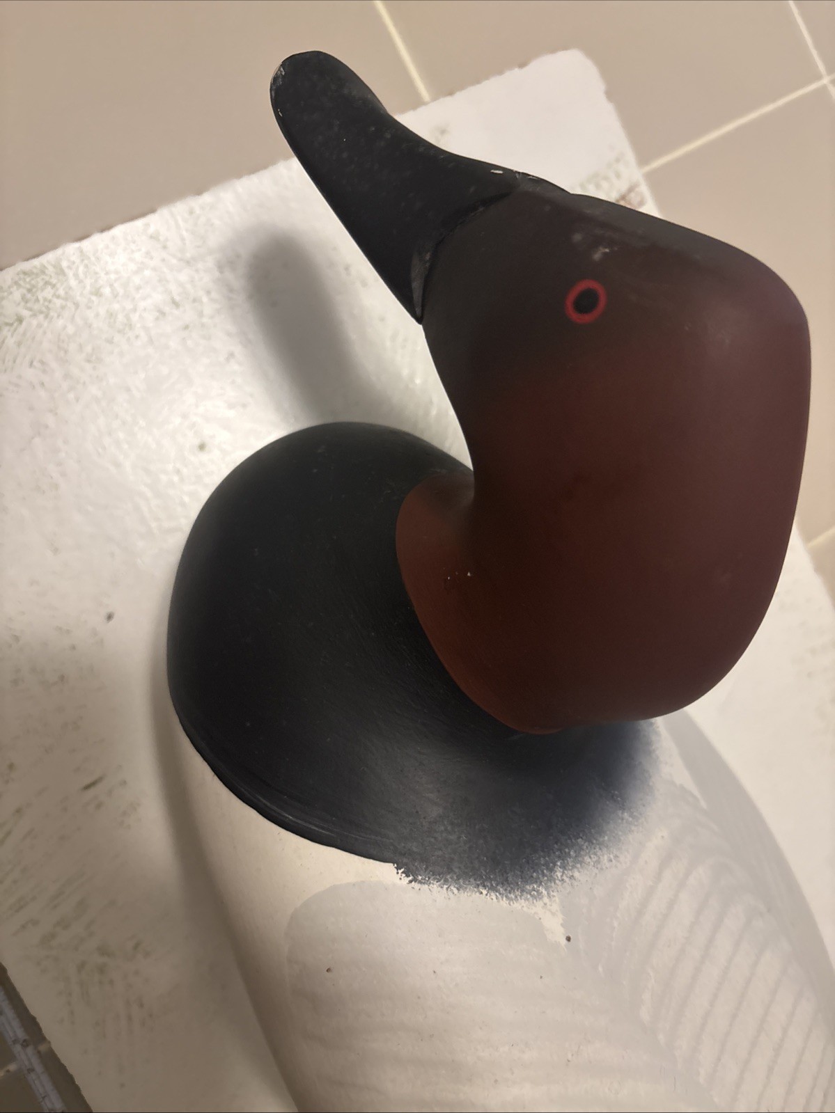 Canvasback Drake decoy by Patrick Vincenti, 1989 solid wood.