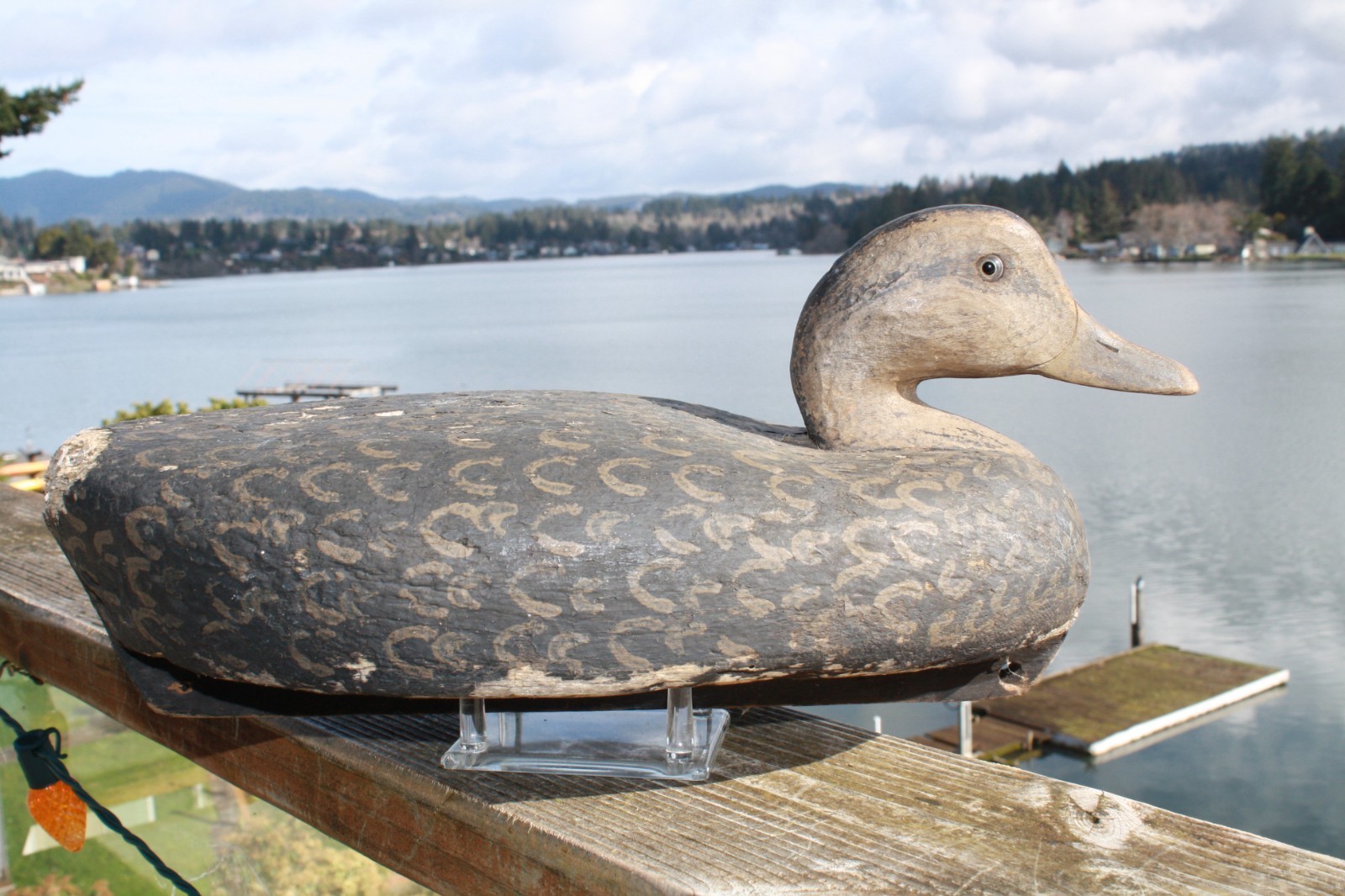 Black Duck decoy Wildfowler?, Glass eyes, cork body, repaint.