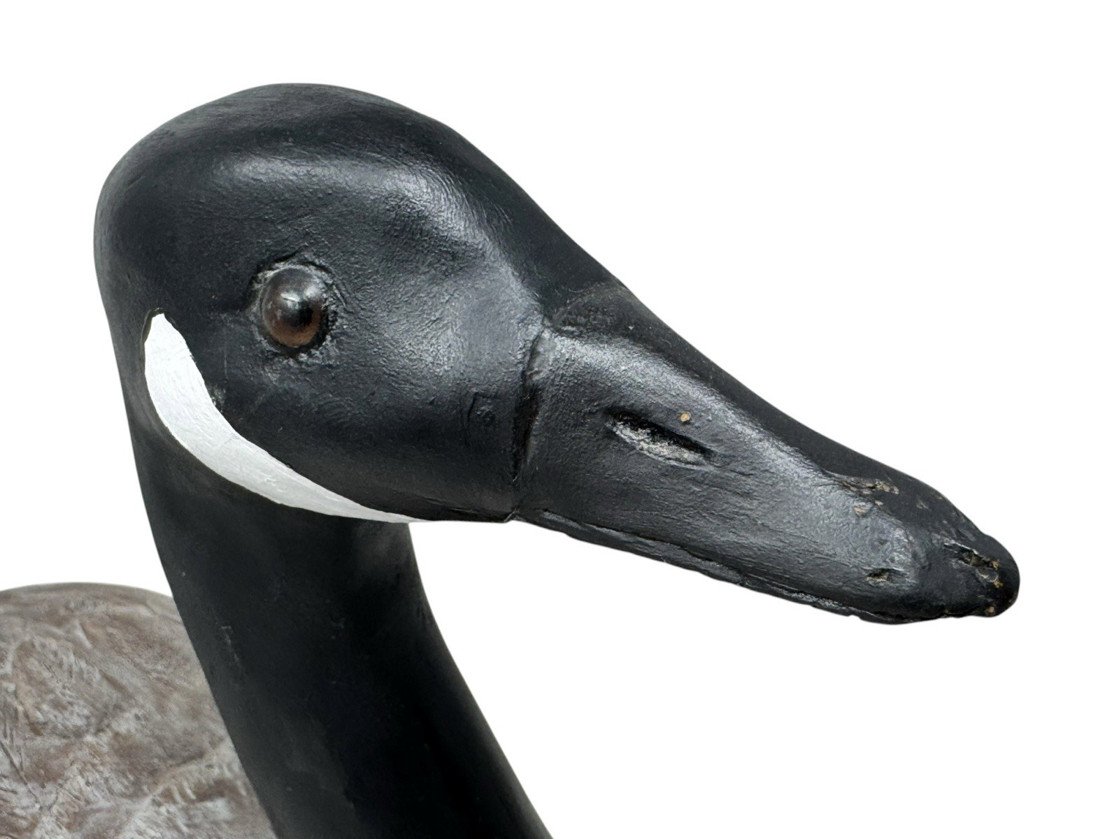 1990 Paddy Gregg Hand Carved Wood Canadian Goose Decoy w/Glass Eyes