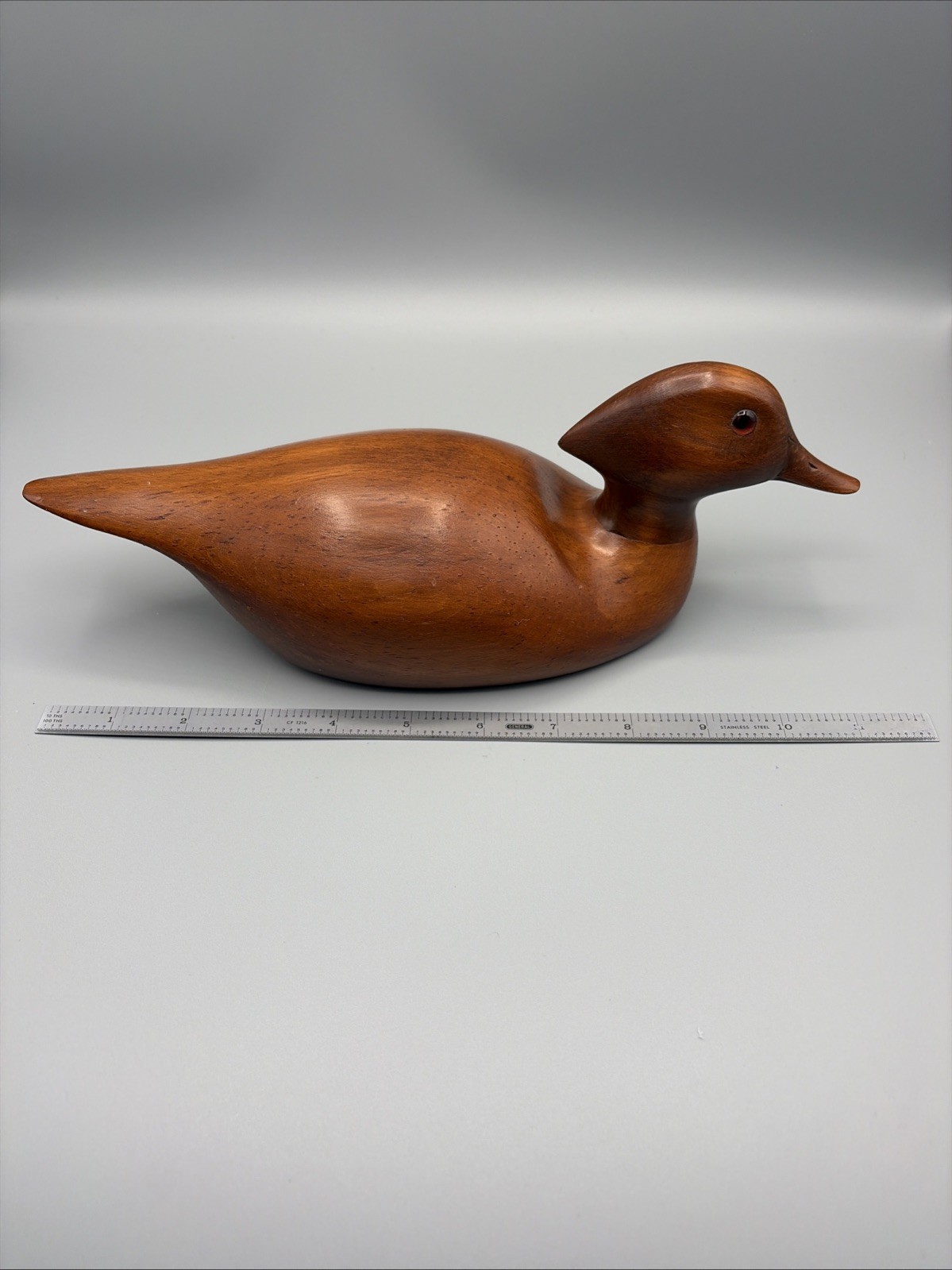 Vintage Handcarved Wooden Signed Don Bashore 1982 Wood Duck Decoy w/ Glass Eyes