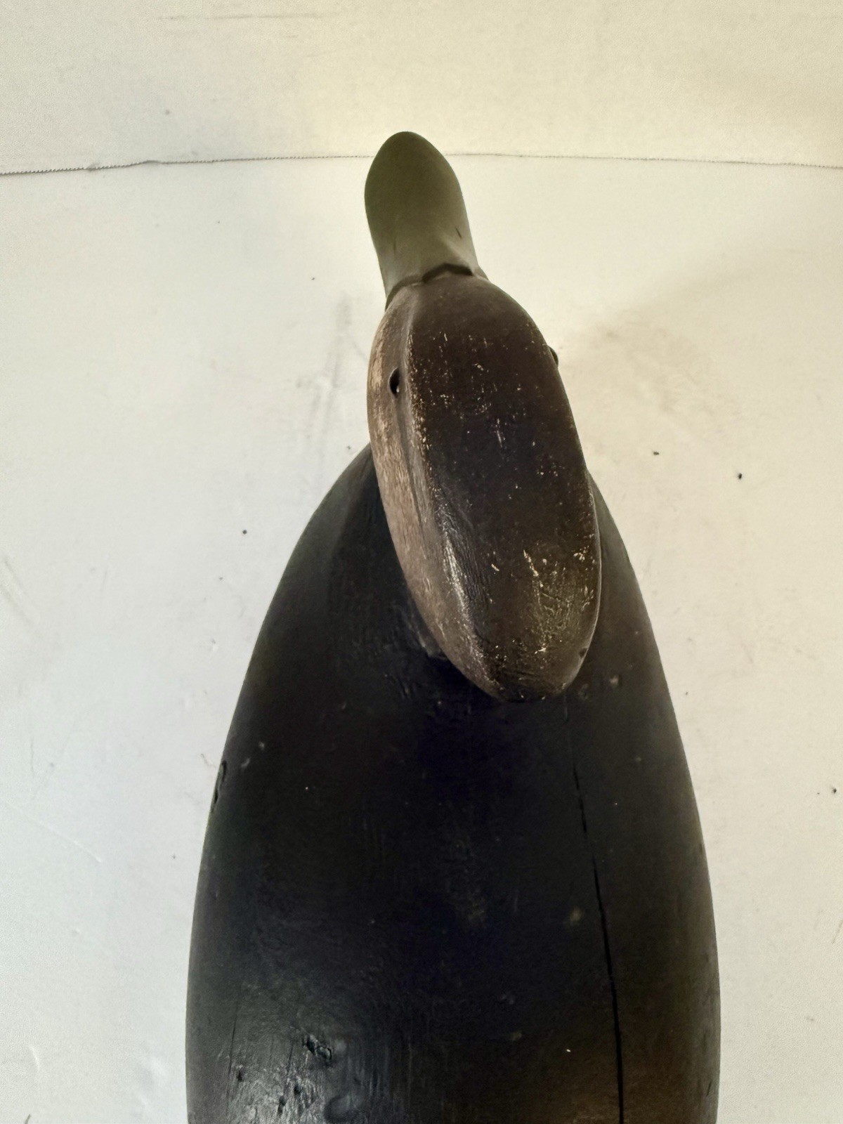 Black Duck Decoy – Joe Lincoln Style, Glass Eyes, Turned Head, Repaint, Unsigned