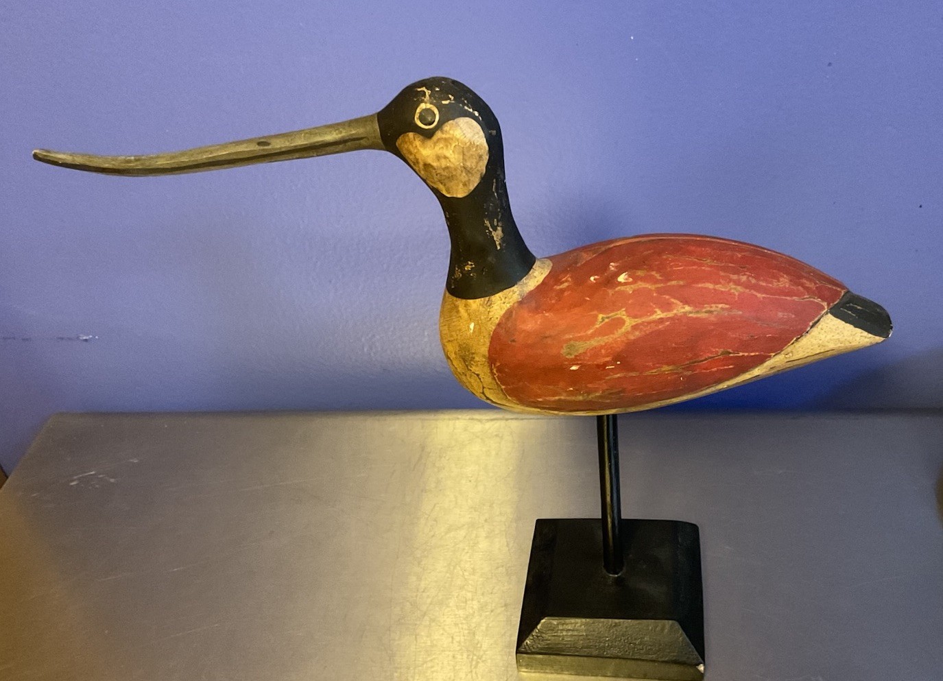 Vintage/Antique Hand Carved Painted Shorebird Curlew Decoy 13 Inches
