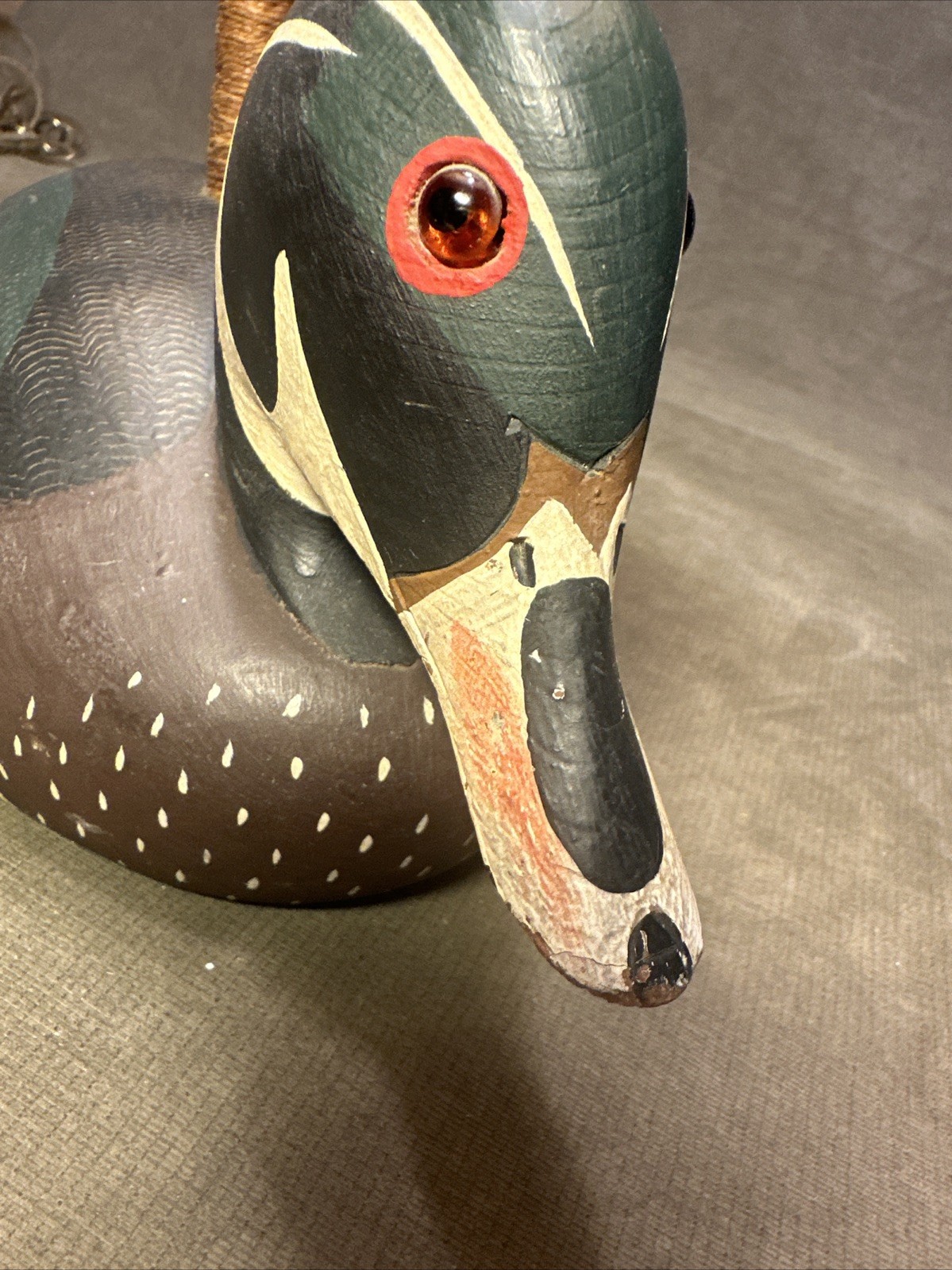 Early Ken Harris Woodville NY Hand Carved Wood Duck Decoy Table Lamp