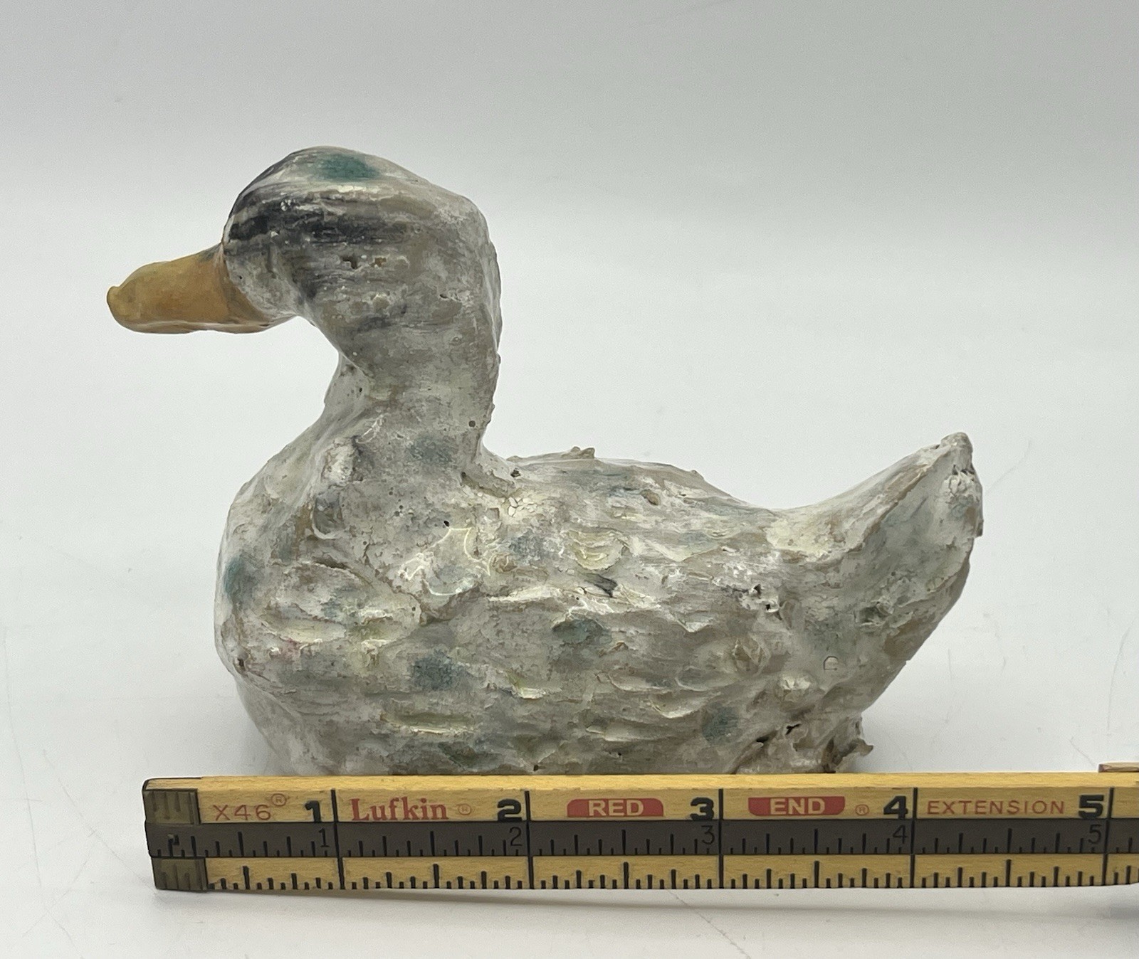 Primitive Carved Stone Duck Handmade 6”x 3.75” Bird Water Fowl