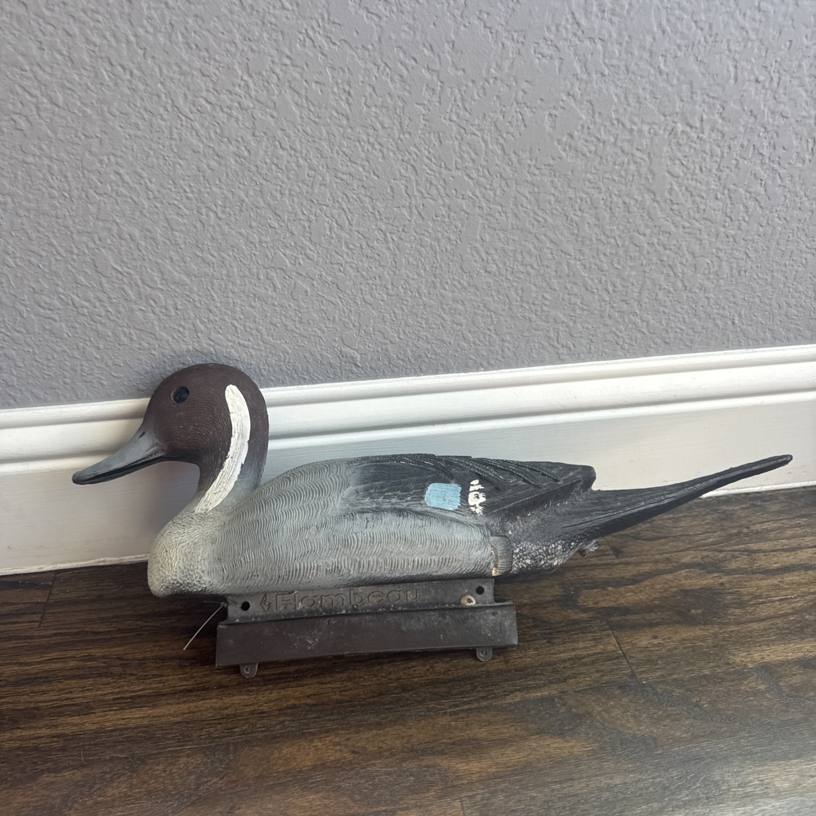 Vintage Flambeau Duck Decoy Sport Plastic Blue White Brown 15” X 7”
