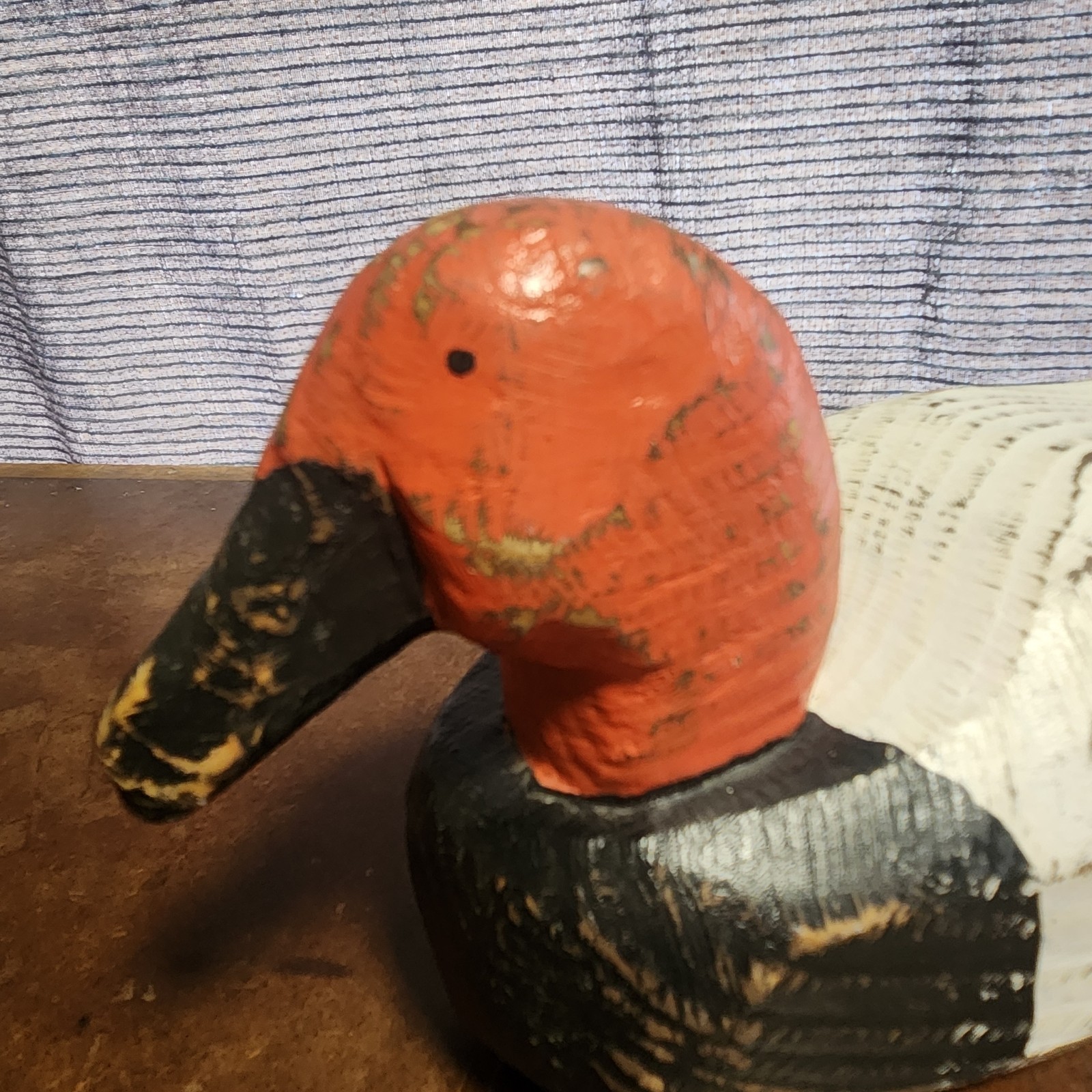 Vintage Red Head Wood Duck Decoy Solid Body Hand Carved Painted Rustic 11″ Rare