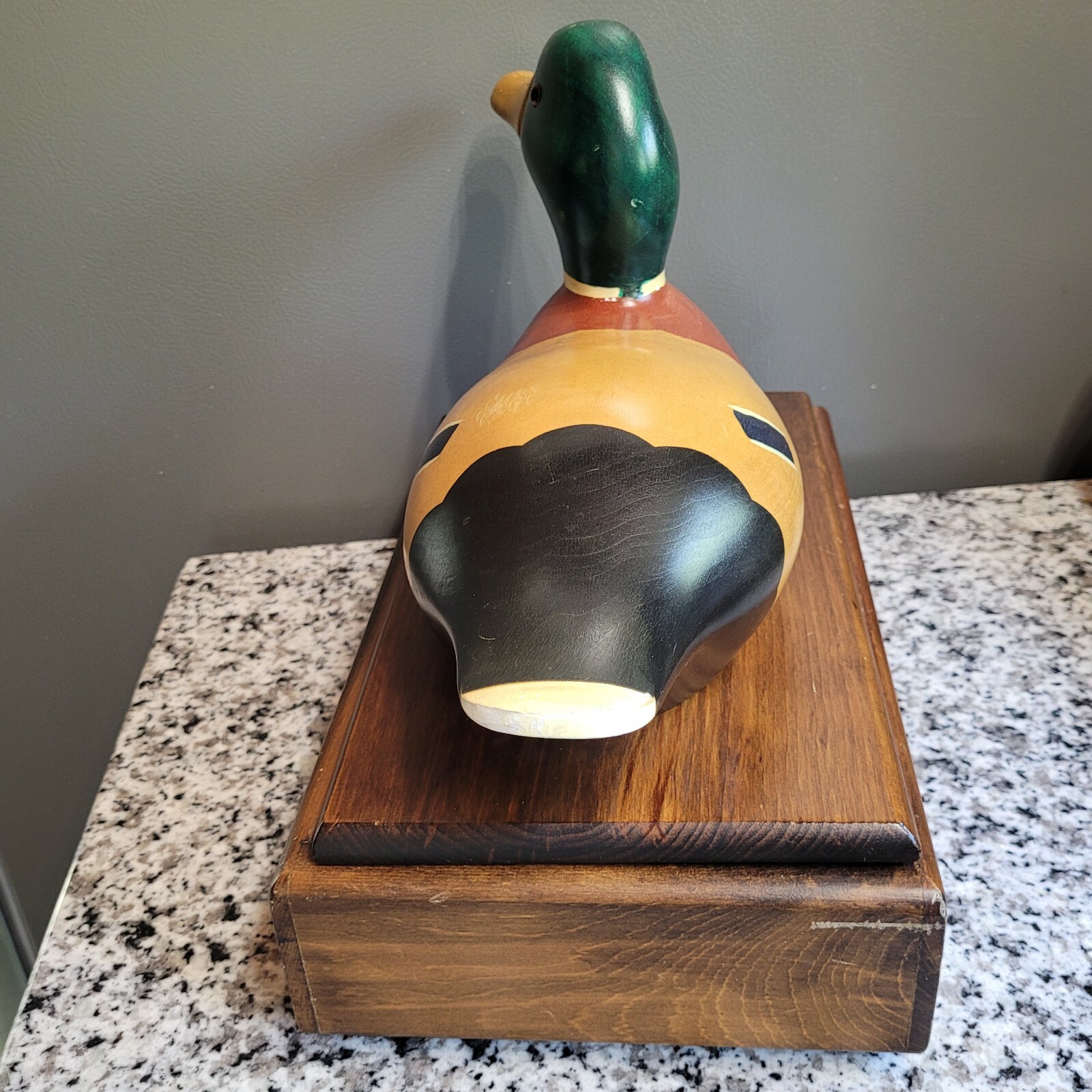 VINTAGE 1981 12x8x11 RON FISHER DUCK DECOY MOUNTED CUSTOM MALLARD WOODEN BOX