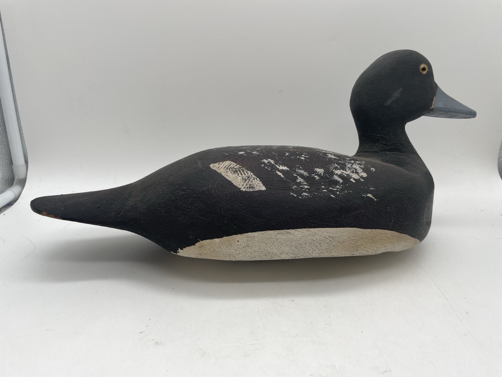 Antique Hand Carved And Painted Wooden Duck Decoy Made by CC White