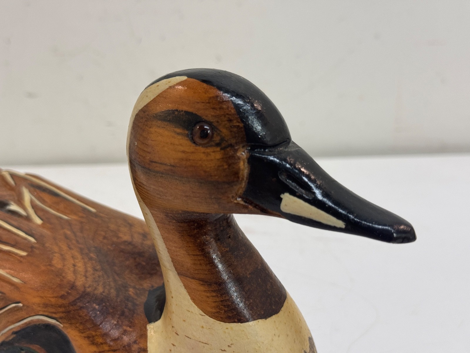 Vintage 1981 Leo Koppy Hand Carved Wooden Pintail Duck Decoy Signed 10.5″