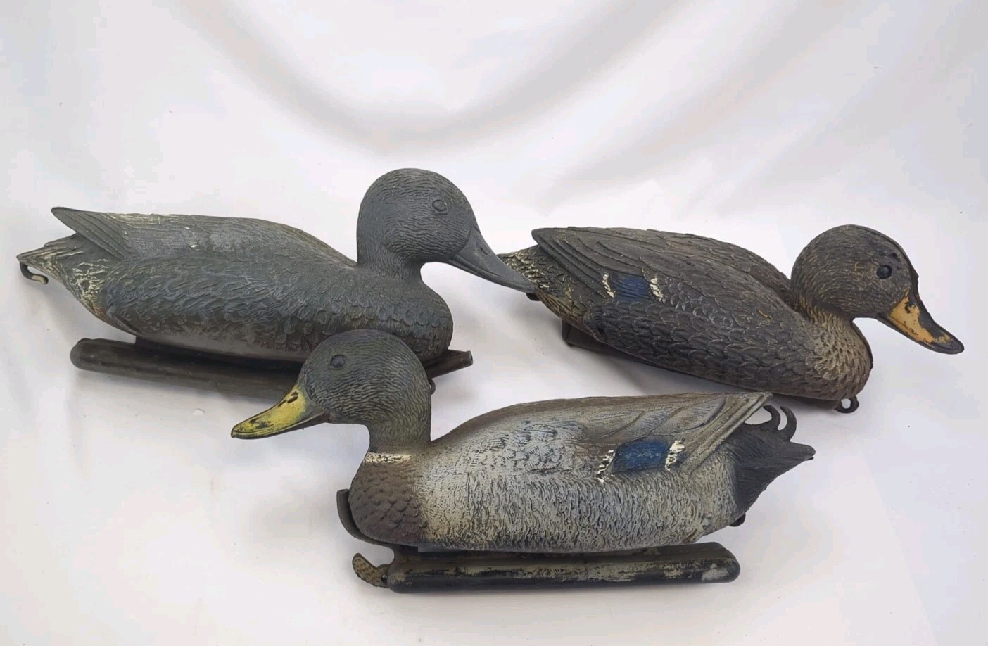 3 Vintage CARRY-LITE Mallard Drake Duck Decoy 19″ ~ Made in Italy Hunting Prop